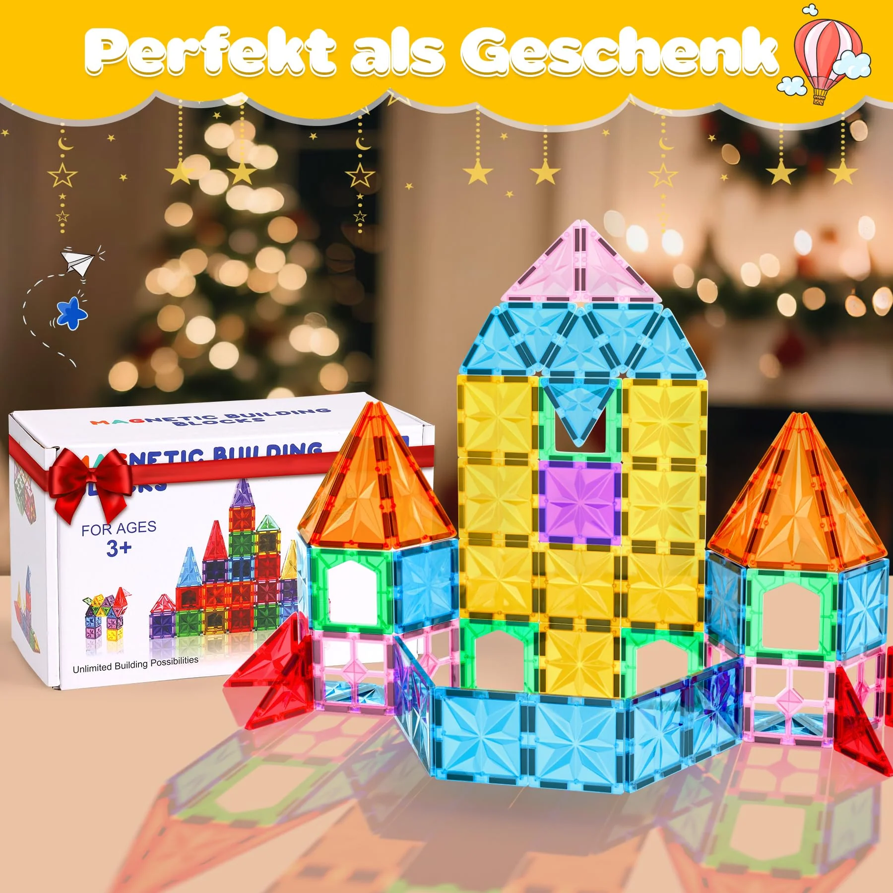 Lovchil Magnetische Bausteine, Kinderspielzeug STEM Magnetbausteine, Magnet Spielzeug für Kinder Bauspielzeug Vorschule Lernen Montessori Spielzeug für 3+ Jahre alte Jungen und Mädchen - Image 4