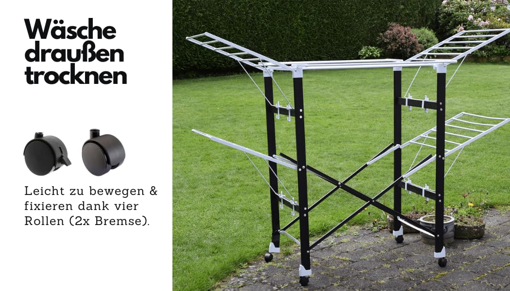 Loving Home® Faltbarer Wäscheständer, Standtrockner, Wäschetrockner Turm 175 x 83 x 112 cm mit Rollen, belastbar bis 35 kg, Trockenlänge 21 m - Image 10