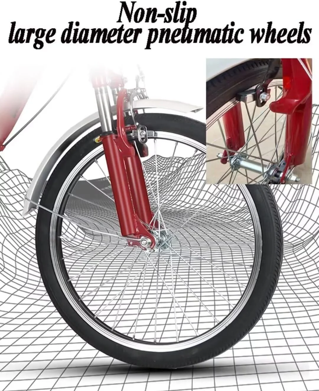 LSQXSS Outdoor-Cruiser-Fahrräder mit hinterer Kabine, älteres Roller-Dreirad mit hinterem Beifahrersitz, Freizeit-Einkaufswagen-Rikscha-Tretfahrrad für Erwachsene, Stoßdämpfer-Vordergabel - Image 5