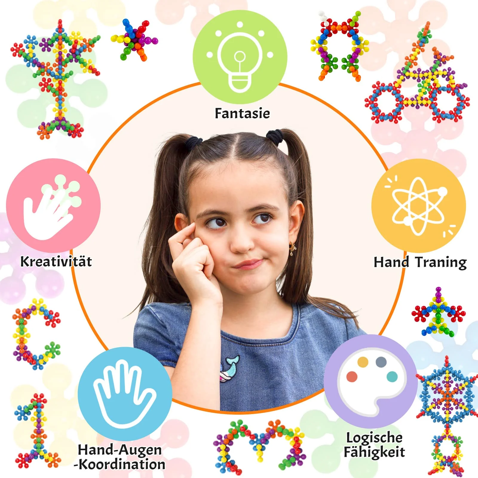Ltteaoy 500 Stück Bausteine für Kinder mit Aufbewahrungstasche und Box, STEM Interlocking Blocks Vorschule Lernspielzeug Discs Sets, Umweltkreativität Kinderspielzeug für Jungen Mädchen ab 3 Jahren - Image 5