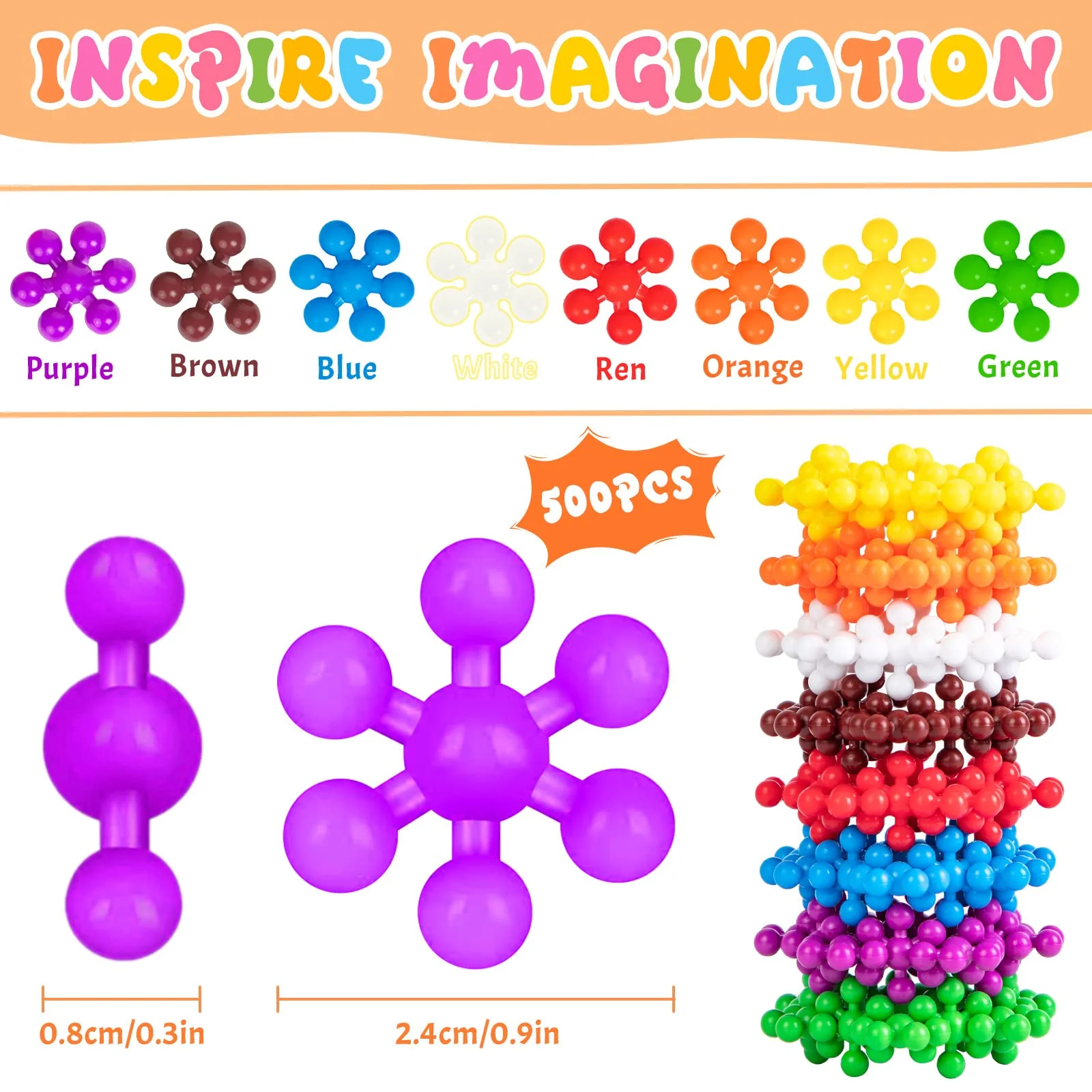 Ltteaoy 500 Stück Bausteine für Kinder mit Aufbewahrungstasche und Box, STEM Interlocking Blocks Vorschule Lernspielzeug Discs Sets, Umweltkreativität Kinderspielzeug für Jungen Mädchen ab 3 Jahren - Image 6