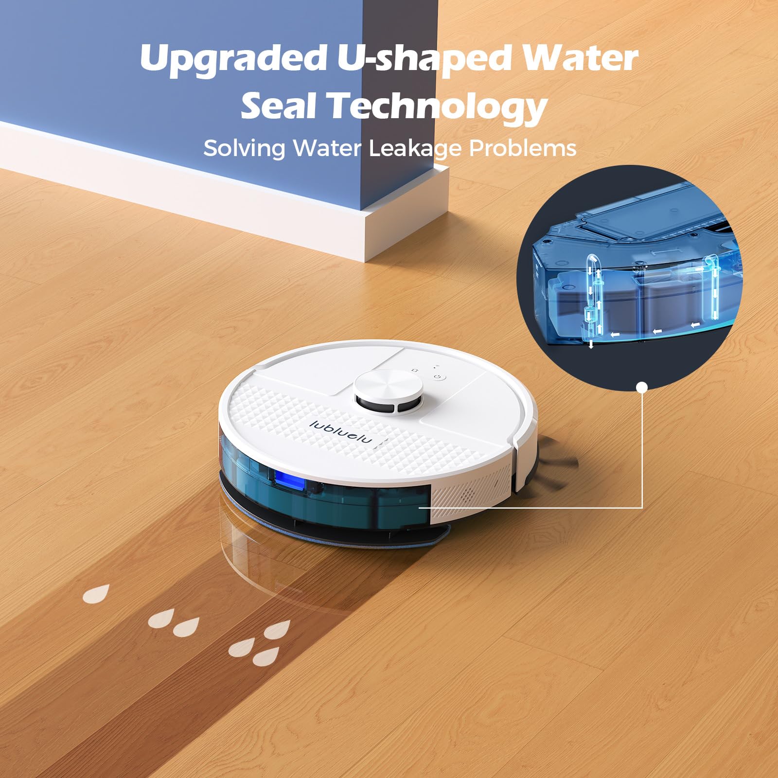 Lubluelu Saugroboter mit Wischfunktion 3-1, 4500Pa Staubsauger Roboter mit Lasernavigation, Roboterstaubsauger SL68 mit Anti-Siphon-Technologie, 150 Min Laufzeit, APP Steuerung, 24 No-Go Zonen (Weiß) - Image 8