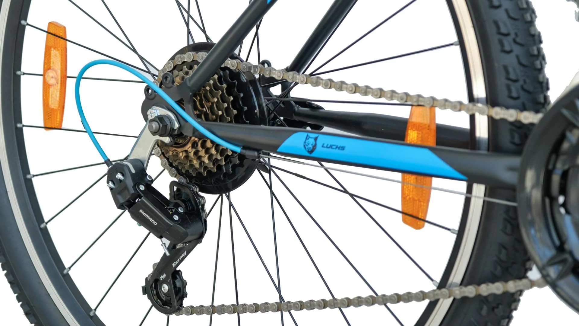 LUCHS "Kaku & Titan Mountainbike, MTB Jungen und Herrenfahrrad Vielseitiges Fahrrad mit 24", 26", 27.5" oder 29" und Federgabel (Schwarz/Blau, 26" Zoll (V-Brake)) - Image 2