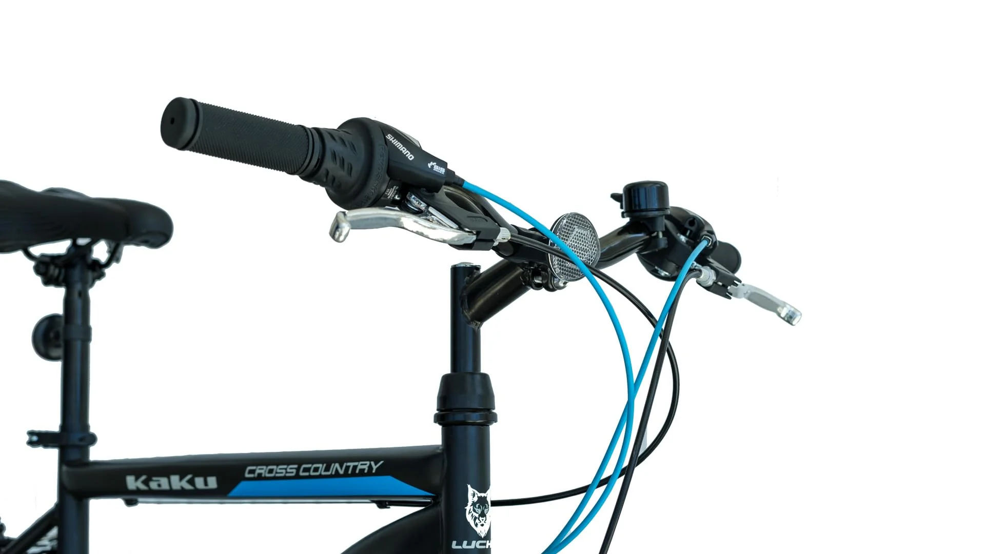 LUCHS "Kaku & Titan Mountainbike, MTB Jungen und Herrenfahrrad Vielseitiges Fahrrad mit 24", 26", 27.5" oder 29" und Federgabel (Schwarz/Blau, 26" Zoll (V-Brake)) - Image 5