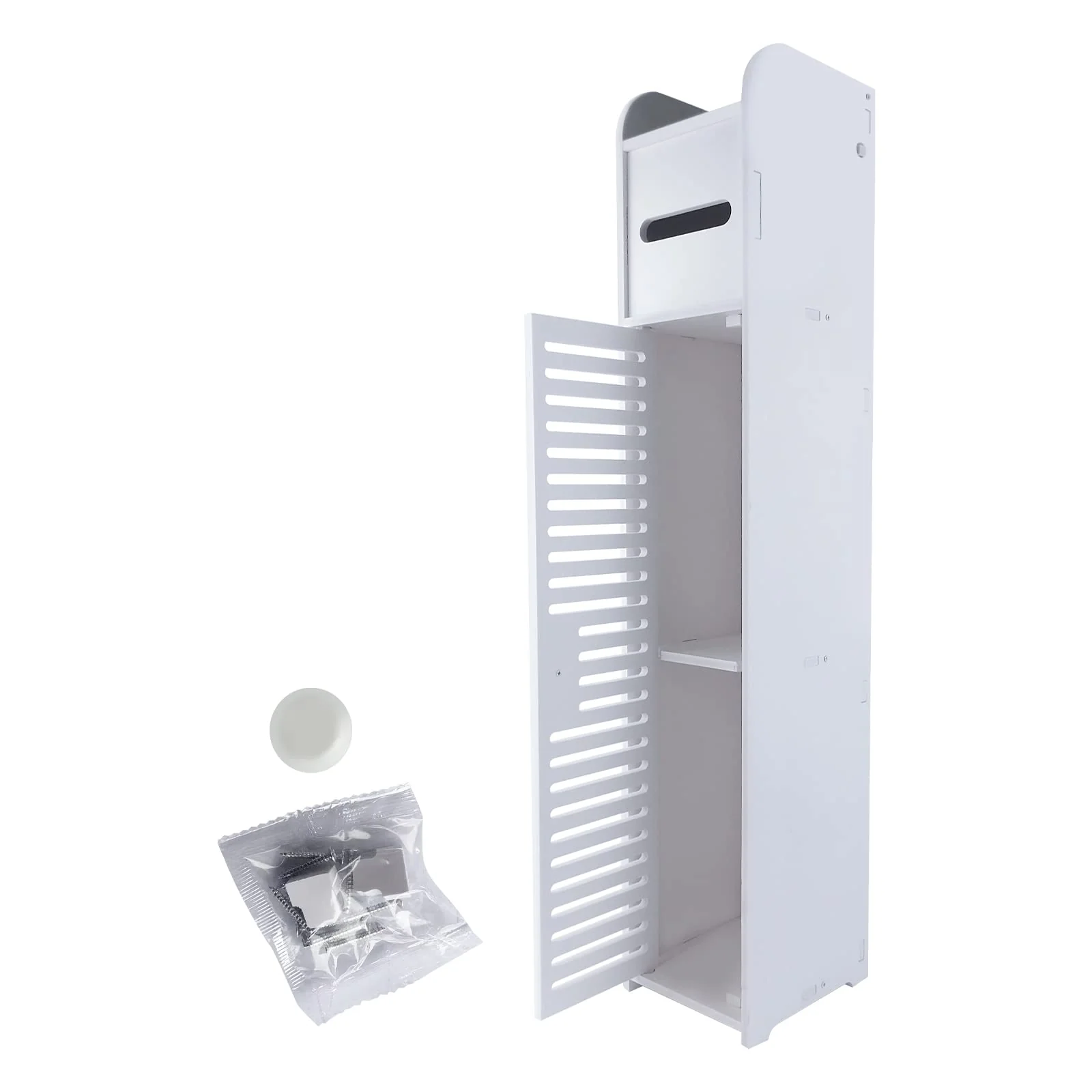 Lucn Kleiner Badezimmer-Eckschrank mit Türen und Regalen, schmales Waschbecken für Wohnzimmer, Küche, Flur, 81 x 16 x 16 cm - Image 3