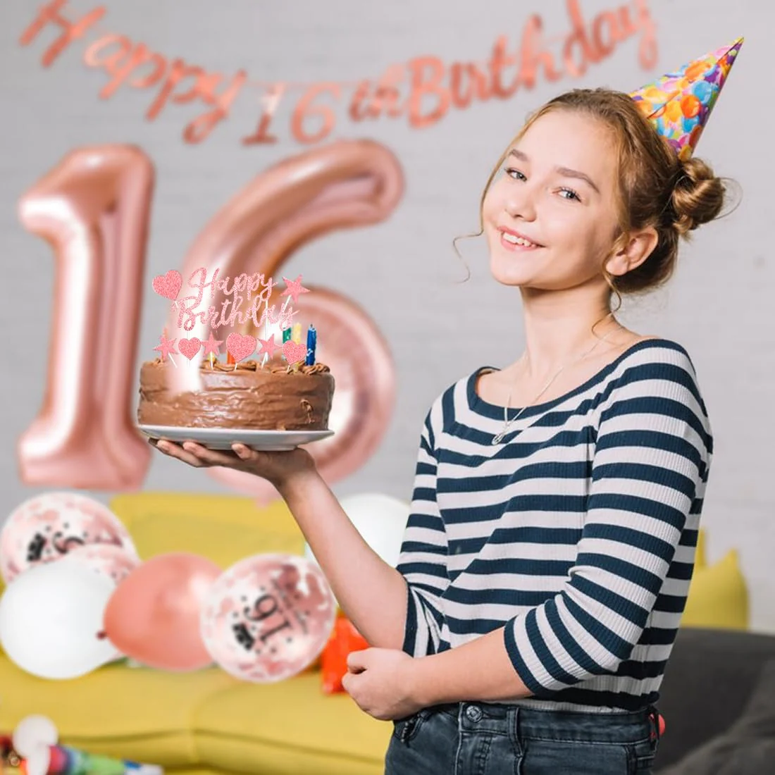 Luftballon 16. Geburtstag Roségold, Geburtstagsdeko 16 Jahr, Ballon 16. Geburtstag, Riesen Folienballon Zahl 16, Happy Birthday Folienballon 16, Ballon 16 Deko zum Geburtstag Frauen - Image 3