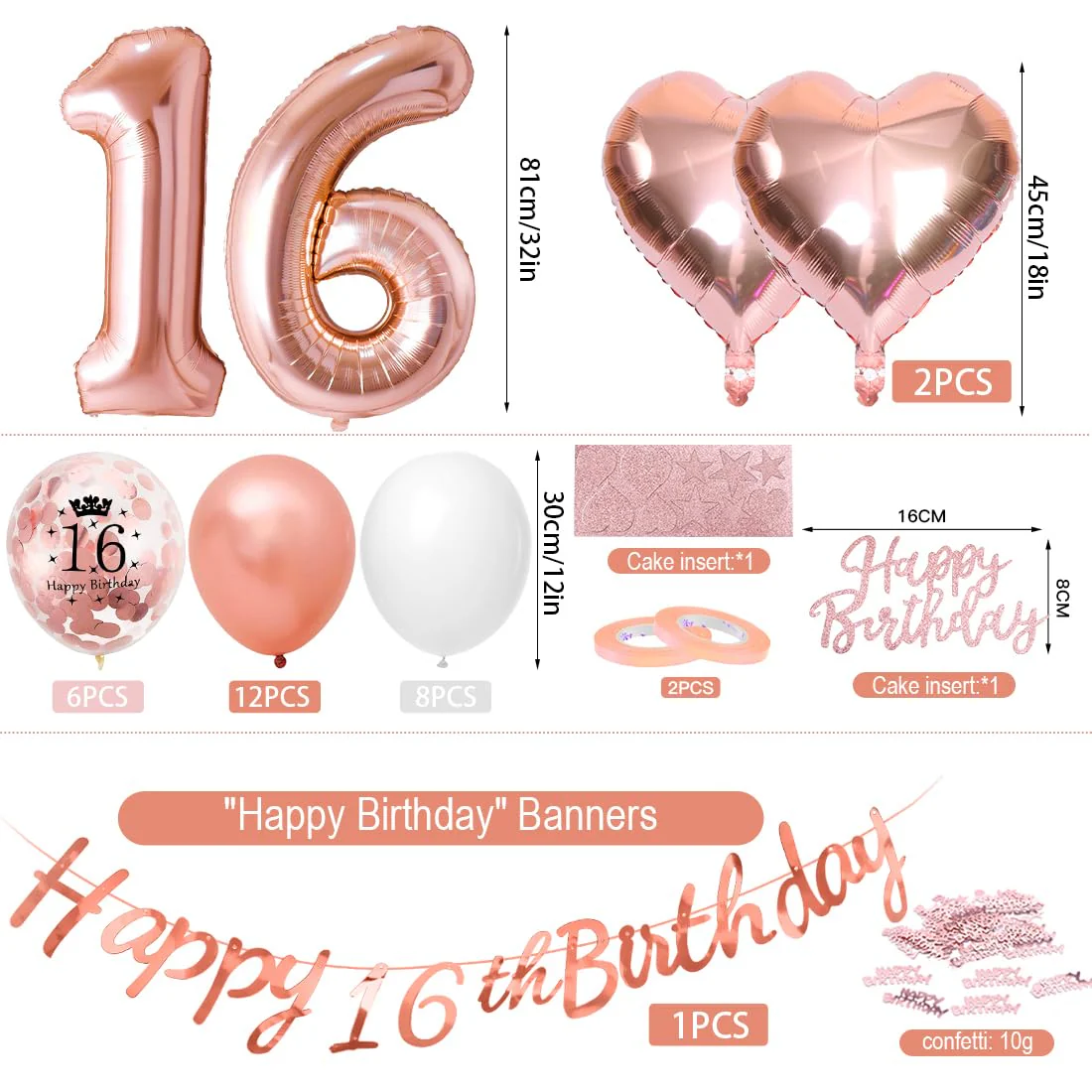 Luftballon 16. Geburtstag Roségold, Geburtstagsdeko 16 Jahr, Ballon 16. Geburtstag, Riesen Folienballon Zahl 16, Happy Birthday Folienballon 16, Ballon 16 Deko zum Geburtstag Frauen - Image 7