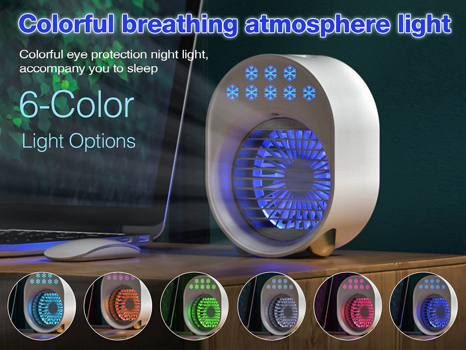 Luftkühler mit Verdunstungskühlung, Mini Klimaanlage Akku Portable, Mini Ventilator USB 4 in 1, Mobile Klimagerät ohne Abluftschlauch Leise Klimaanlage Mobil Klimagerät Conditioner Air Purifier (Rosa) - Image 6