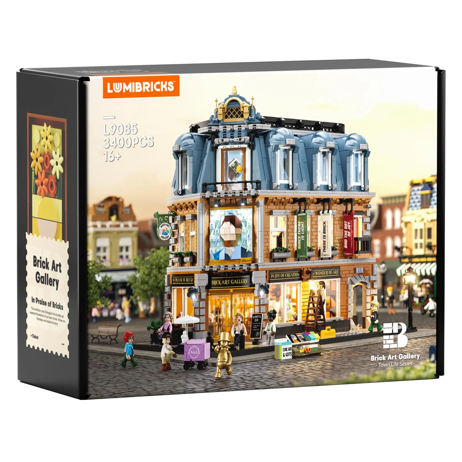 Lumibricks Brick-Kunst-Galerie Beleuchtung Klemmbausteine Haus, 3400Pcs, Modulgebäude am Straßeneck Mit Kunstklassikern&Abnehmbaren 3D-Malerei, Geschenke für Kunstliebhaber,Alter 16+, L9085 - Image 2
