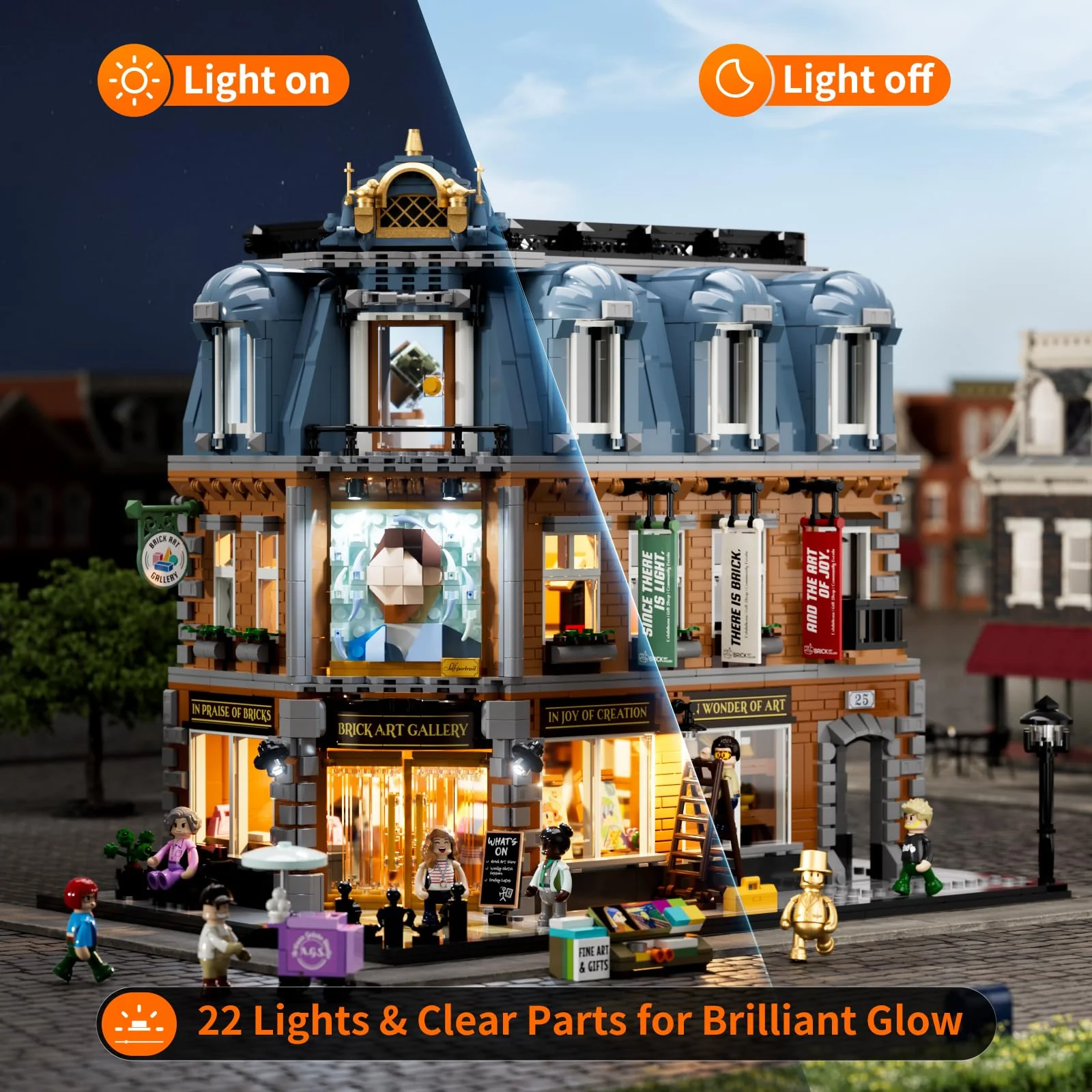 Lumibricks Brick-Kunst-Galerie Beleuchtung Klemmbausteine Haus, 3400Pcs, Modulgebäude am Straßeneck Mit Kunstklassikern&Abnehmbaren 3D-Malerei, Geschenke für Kunstliebhaber,Alter 16+, L9085 - Image 8