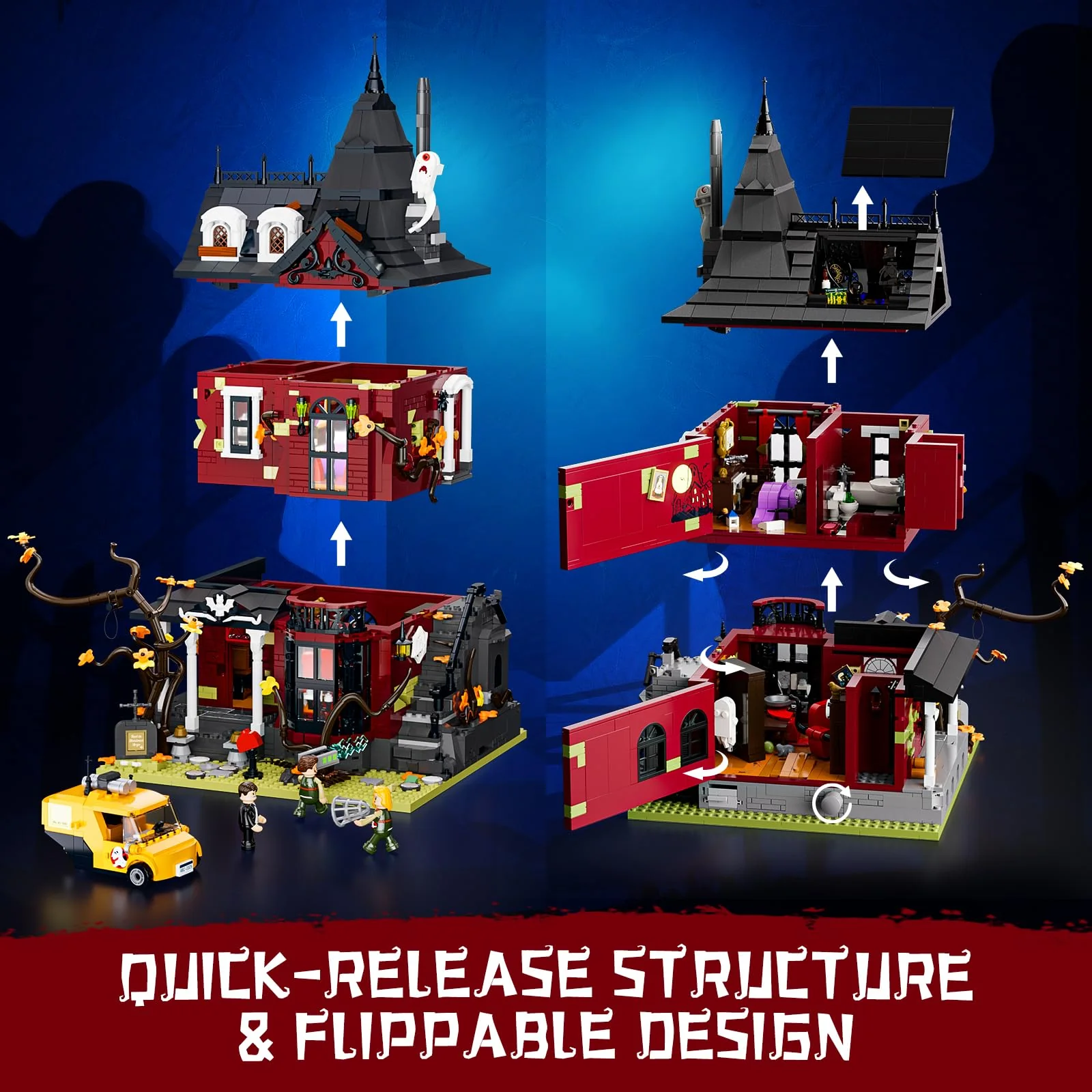Lumibricks Mitternachtliche Geistervilla Klemmbausteine mit Beleuchtung 2617PCS, Leichten Mängeln in der Bedienungsanleitung – Funktionsfähiges Baustein-Set,L9092 - Image 6