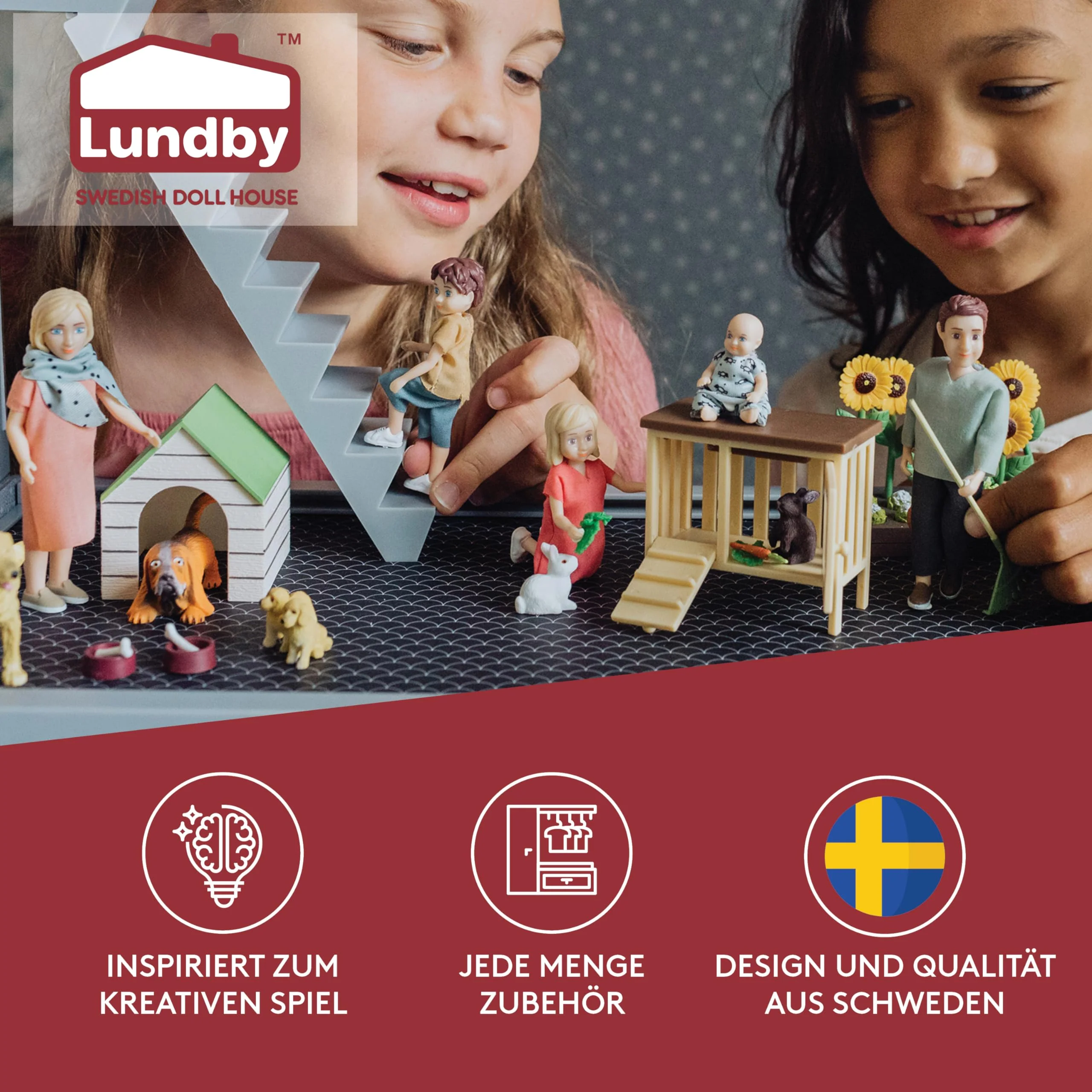 Lundby Puppen für Puppenhaus-Familie – Puppenfamilie Charlie – Biegepuppen – Zubehör & Figuren – Maßstab 1:18 - Image 7