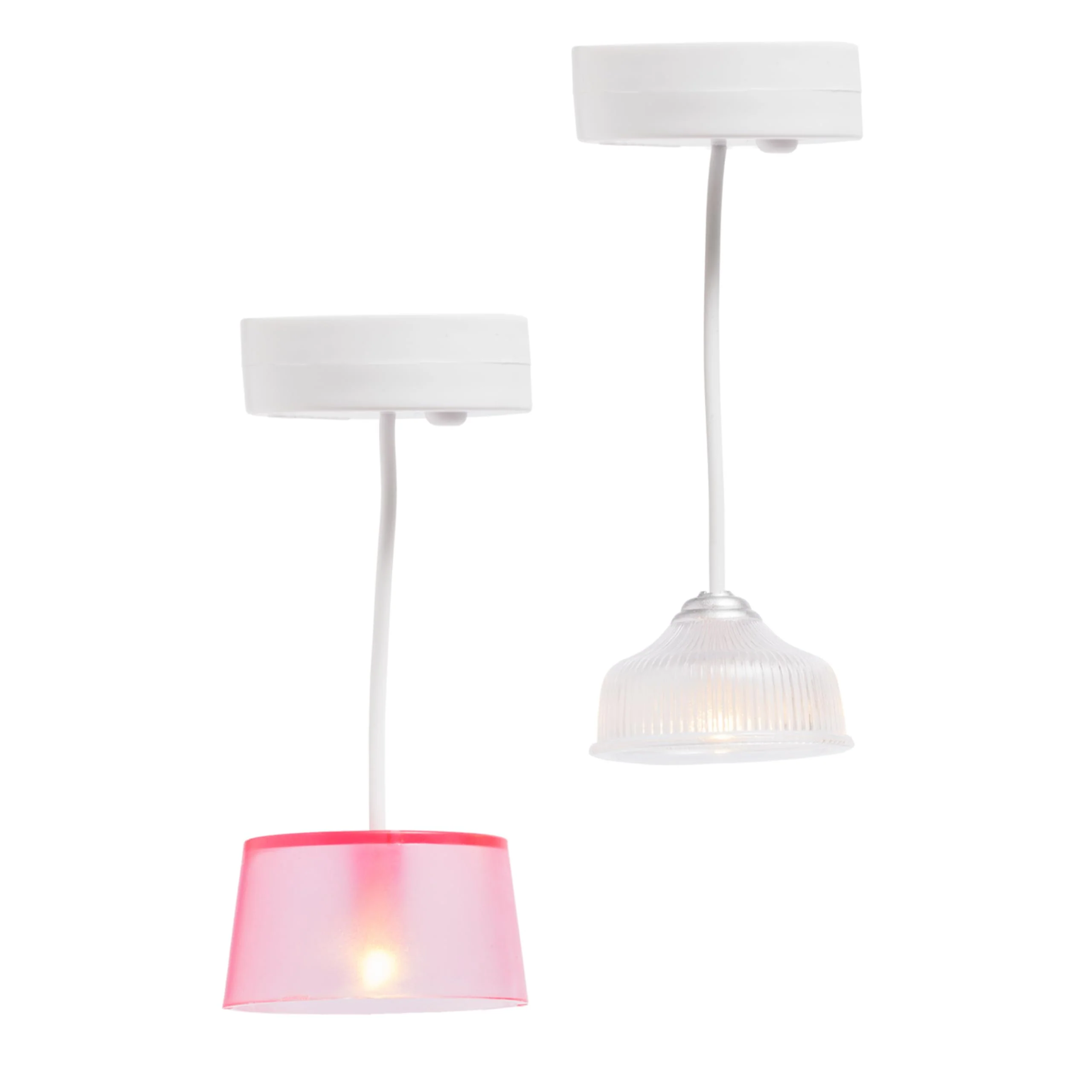 LUNDBY Puppenhaus Beleuchtung Set, 2-teiliges Puppenhaus Zubehör – Puppenhaus Lampe Batterie betrieben für Miniatur Haus – Puppenzubehör Set für 11 cm Puppen im Maßstab 1:18