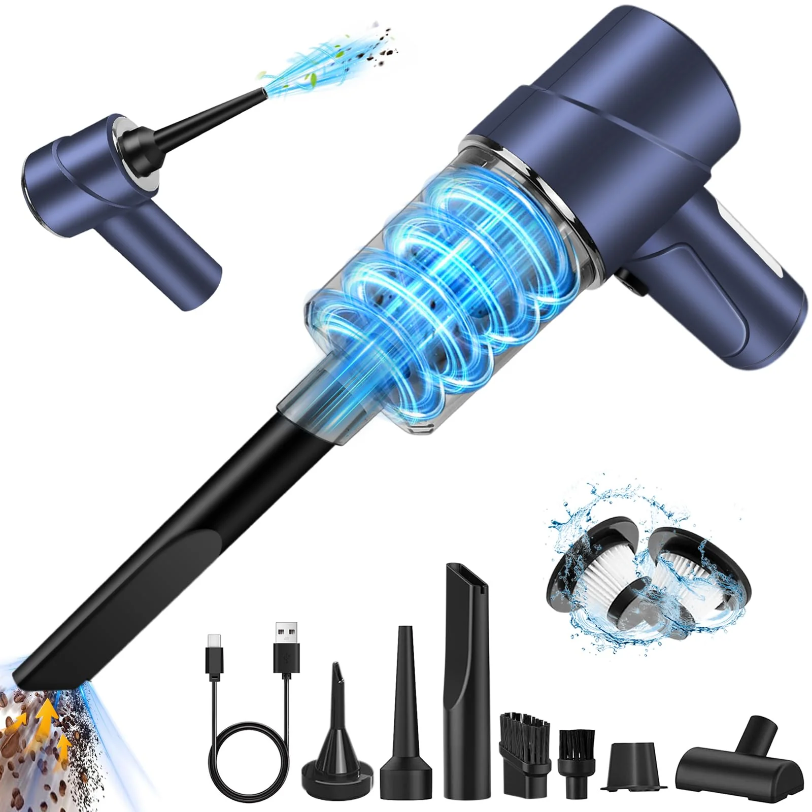 Lupxiu Handstaubsauger 12000Pa Auto Staubsauger Stark Kabellos Handstaubsauger 3-in-1, Akkusauger Mini Staubsauger für den Auto,Haus,Küche,Tierhaare - Image 2
