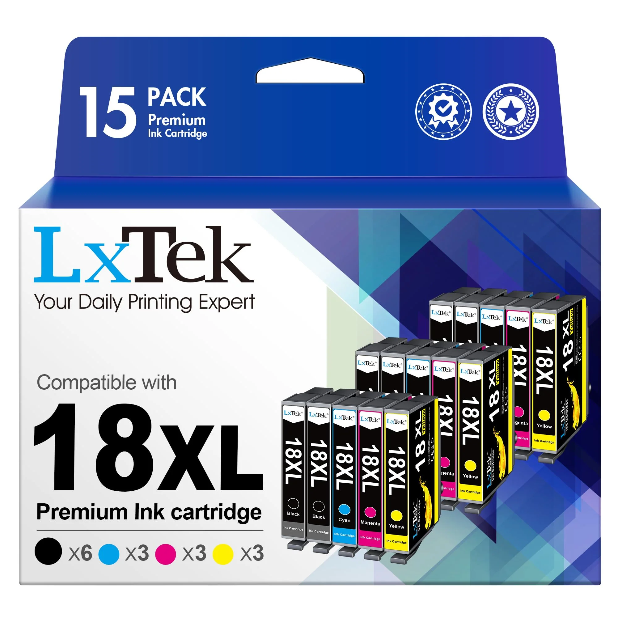 LxTek 18XL Druckerpatronen Kompatibel für Epson 18XL Multipack für Epson XP 322 Druckerpatronen für Epson XP-305 XP-215 XP-225 XP-412 XP-422 XP-325 XP-312 XP-315 XP-205 XP-415 XP-425 (15er-Pack) - Image 4