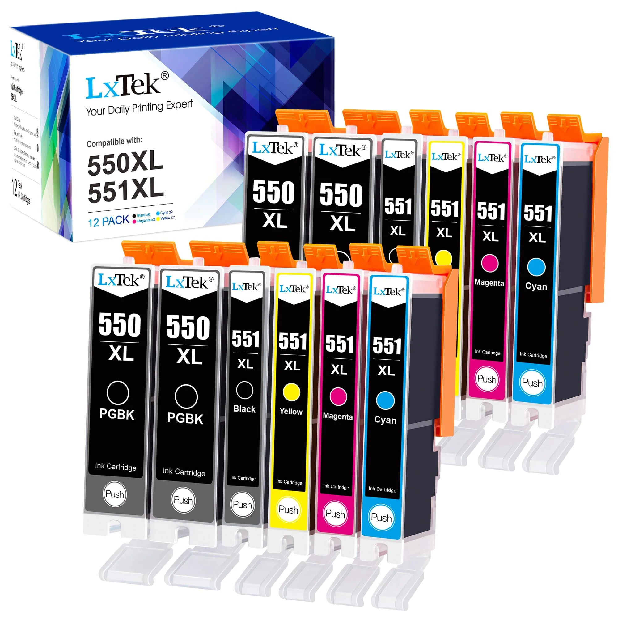 LxTek 550 551 XL Multipack Patronen Kompatibel für Canon PGI-550 XL CLI-551 XL für Canon Pixma IP7250 MX925 MX920 MX725 MG5650 MG5550 MG6450 MG7550 MG6650 MG5400 MG5450 IP7200 IX6850 (12er-Pack) - Image 5