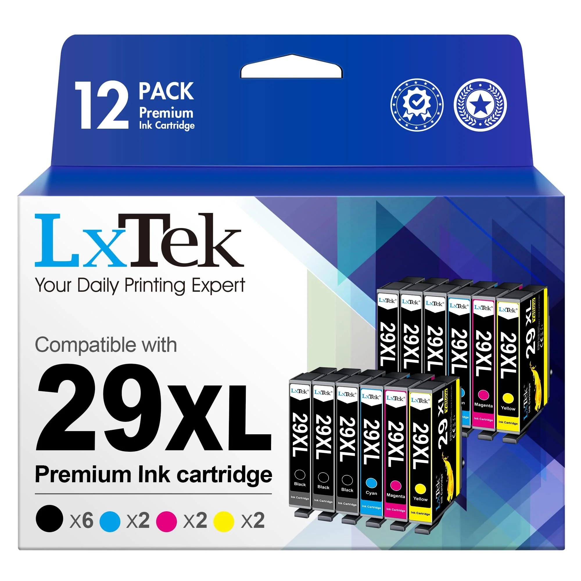 LxTek Multipack 29XL Druckerpatronen Kompatibel für Epson 29XL 29 XL Multipack für Epson XP-342 XP-332 XP-345 XP-352 XP-442 XP-445 XP-455 XP-432 XP-245 XP-235 XP-335 XP-435 XP-247 (12er-Pack) - Image 3