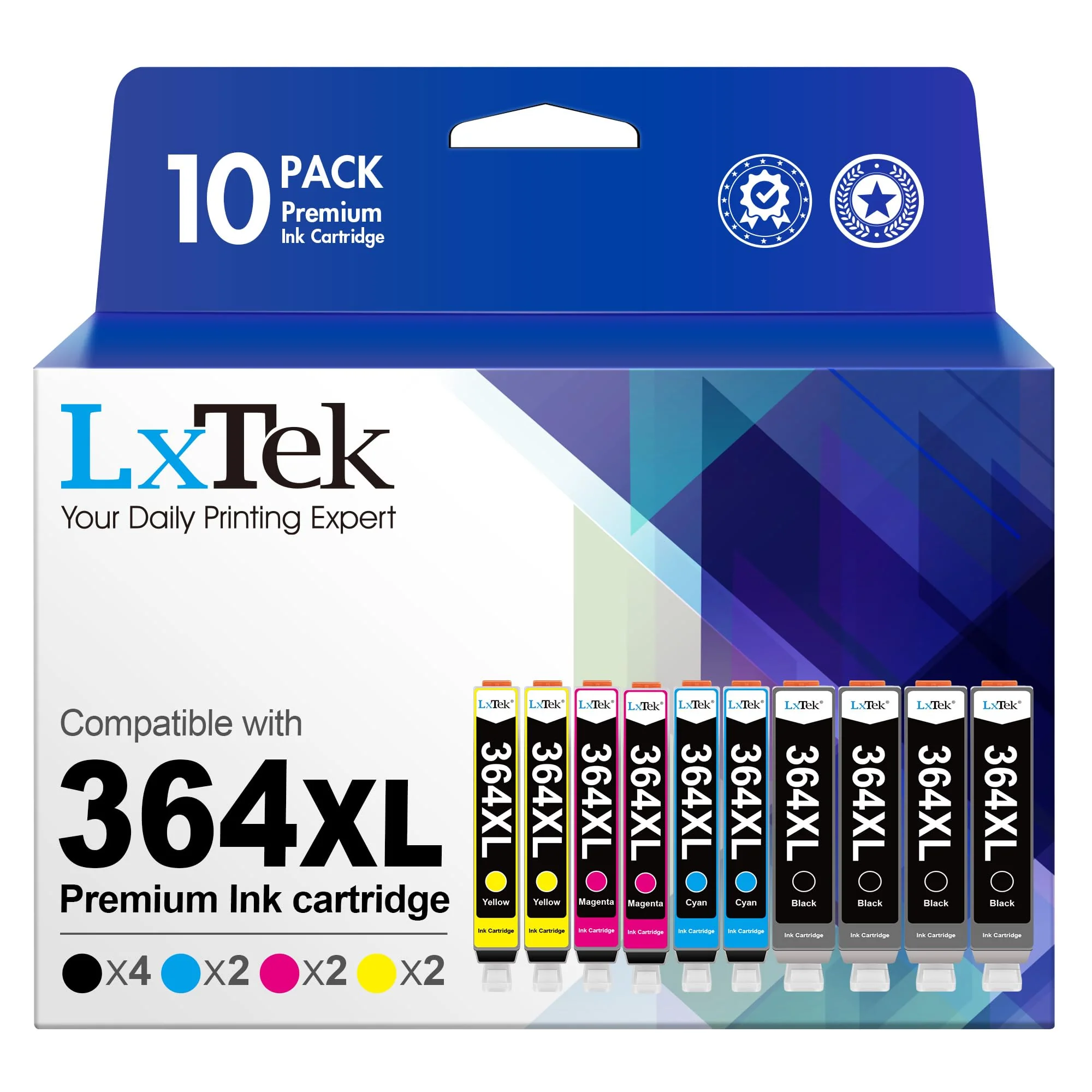 LxTek Tintenpatrone Kompatibel für HP 364XL für Deskjet 3070A 3520 für Photosmart 5520 5510 5515 5524 6510 6520 7510 7520 (Schwarz, Cyan, Magenta, Gelb, 10er-Pack) - Image 6