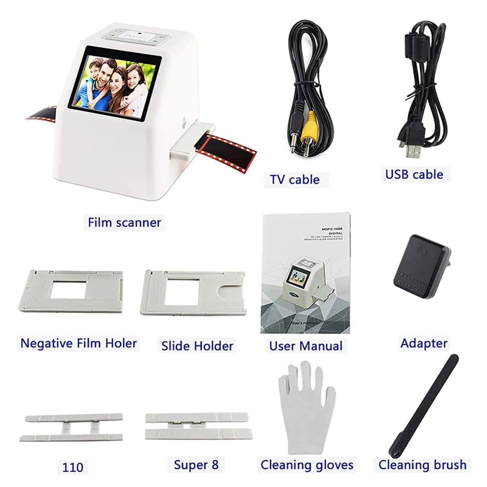 LXWKAI Diascanner mit 2,4-Zoll-LCD-Bildschirm, 22-MP-Digitalfilmkonverter, konvertiert 35-mm-, 126-, 110- und Super-8-Filme, Dias und Negative in JPEG - Image 4