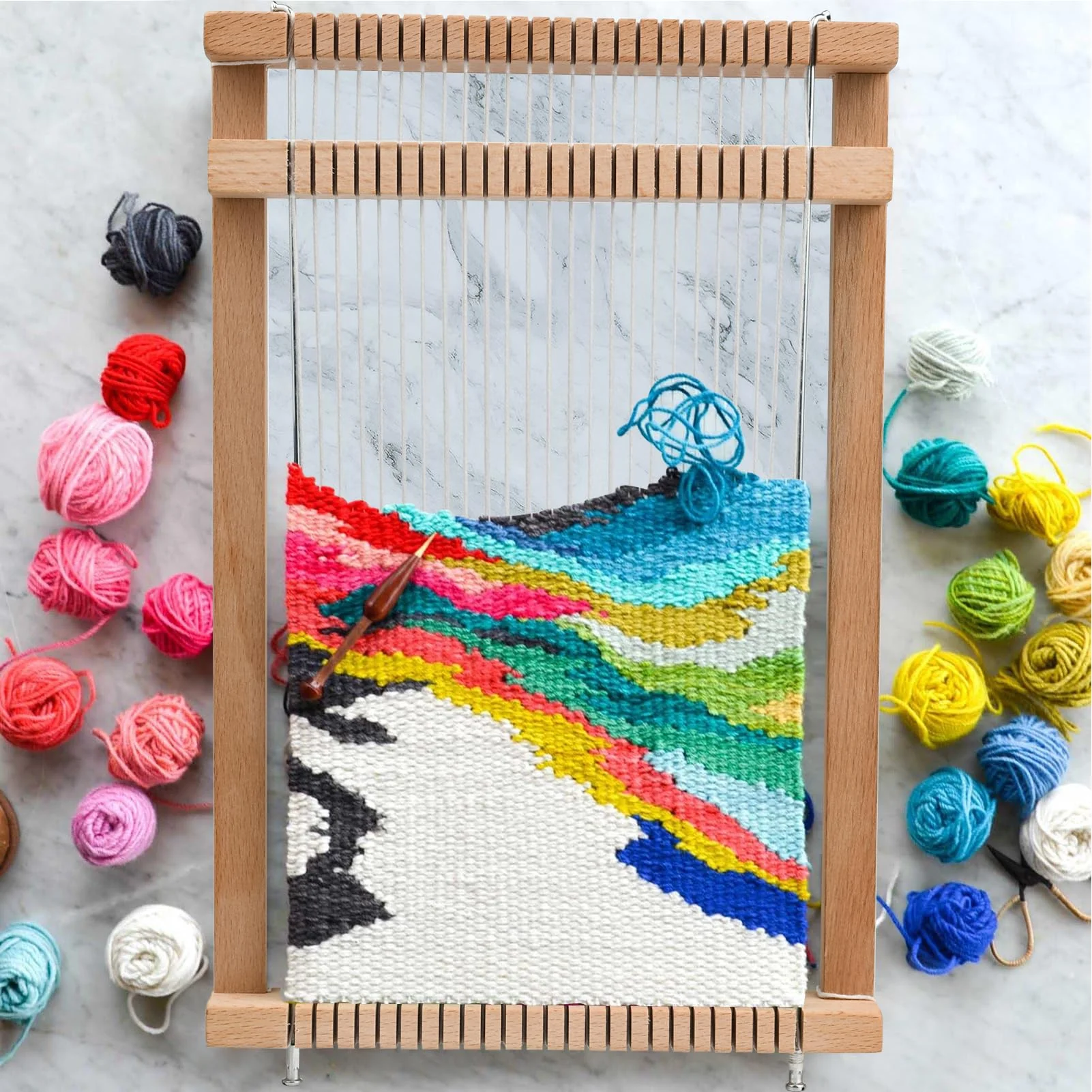 LYKTRIX Webrahmen Kinder,Holz Webstuhl Set, Weben für Kinder von 4–12 Jahren, Ein Perfekter Schulwebrahmen für Schüler und Anfänger, Enthält Genug Garn zum Stricken - Image 6