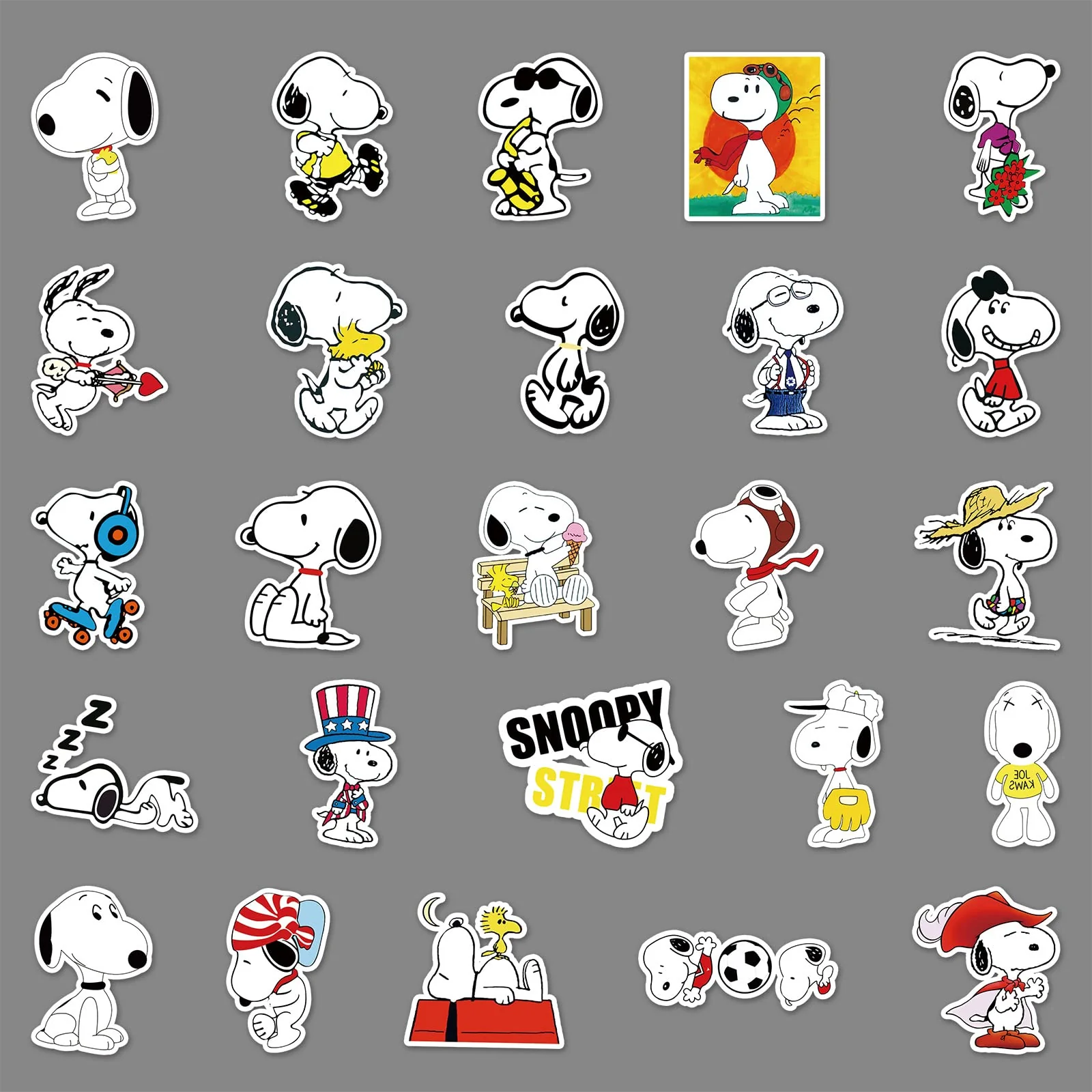 LYLSDSB 50 Stück Snoopy Stickers Vinyl Cartoon Hund Aufkleber für Laptop Skateboard Gepäck Scrapbook Auto Motorrad Gitarre Kühlschrank,Waterproof Ästhetische niedlich Aufkleber für Kinder - Image 4