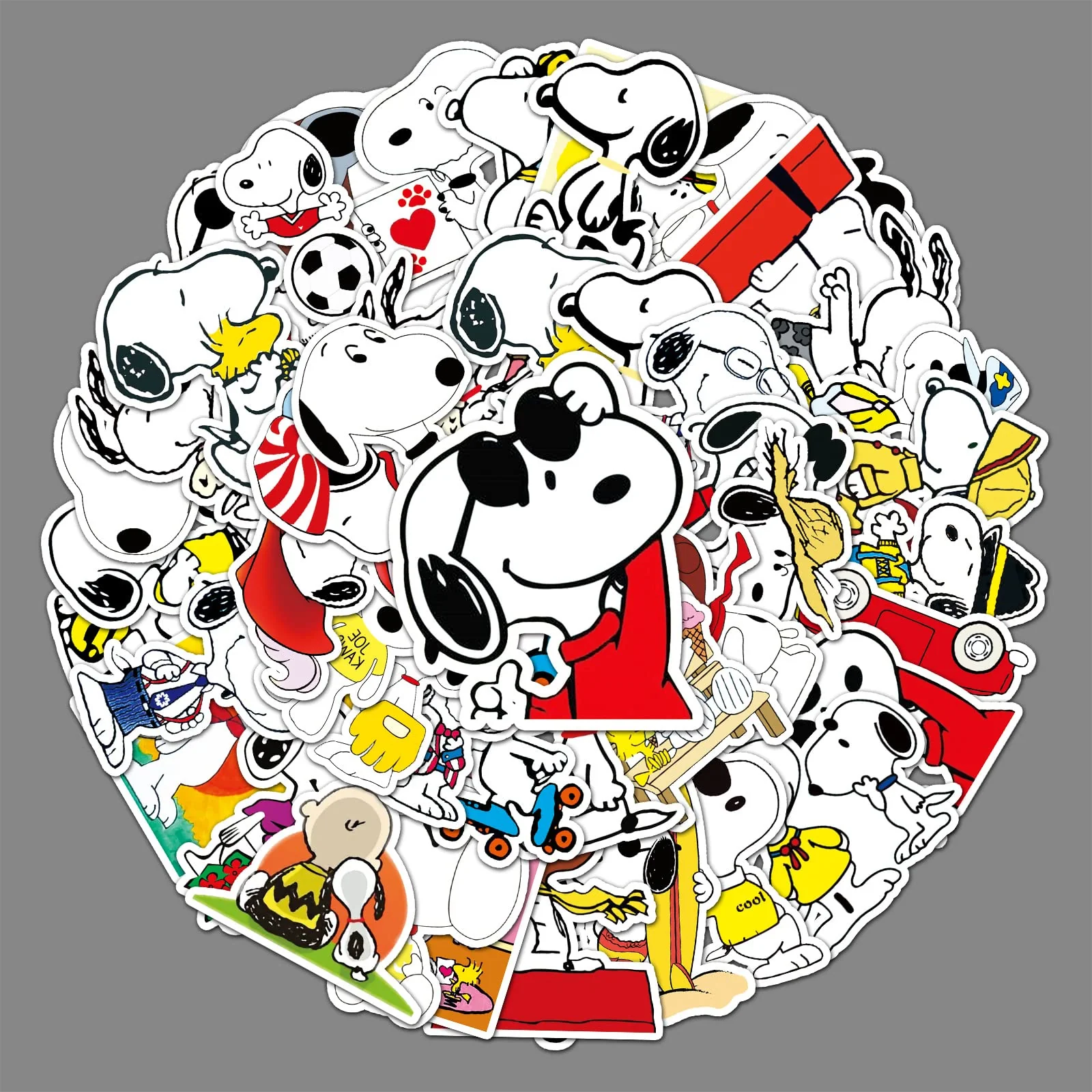 LYLSDSB 50 Stück Snoopy Stickers Vinyl Cartoon Hund Aufkleber für Laptop Skateboard Gepäck Scrapbook Auto Motorrad Gitarre Kühlschrank,Waterproof Ästhetische niedlich Aufkleber für Kinder - Image 5