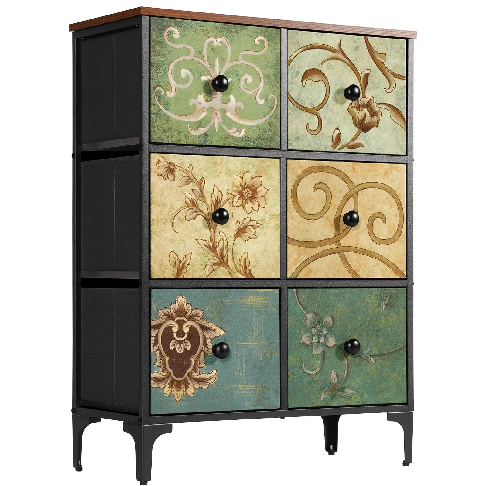 LYNCOHOME Kommode Schrank mit 6 Schubladen aus Stoff, Sideboard mit Stoffschubladen, Schubladenschrank für Küche Büro Flur, TV Schrank mit Stoff Schubladen - Image 5