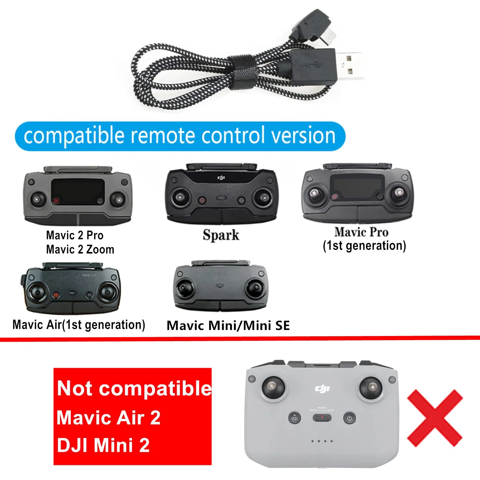 LYONGTECH Ladekabel der Fernsteuerung for DJI Mini SE,Mavic Mini,Mavic 2 Pro/Zoom,Mavic Air,Spark,Mavic Pro Platinum - Image 7