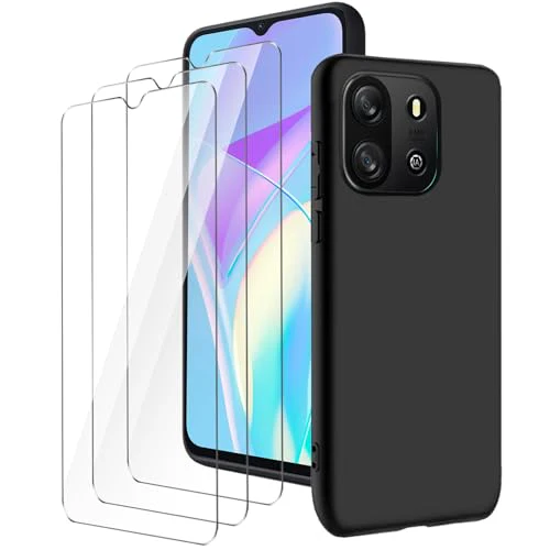 LYZXMY Hülle für Blackview Oscal Flat 1C(6.56") Schwarz Handyhülle + 3 Stück Gehärtetes Glas Schutzfolie, Case Weich Silikon TPU Schutzhülle Cover 9H Härte HD Gehärtetes Glasfolie Glas - Image 6