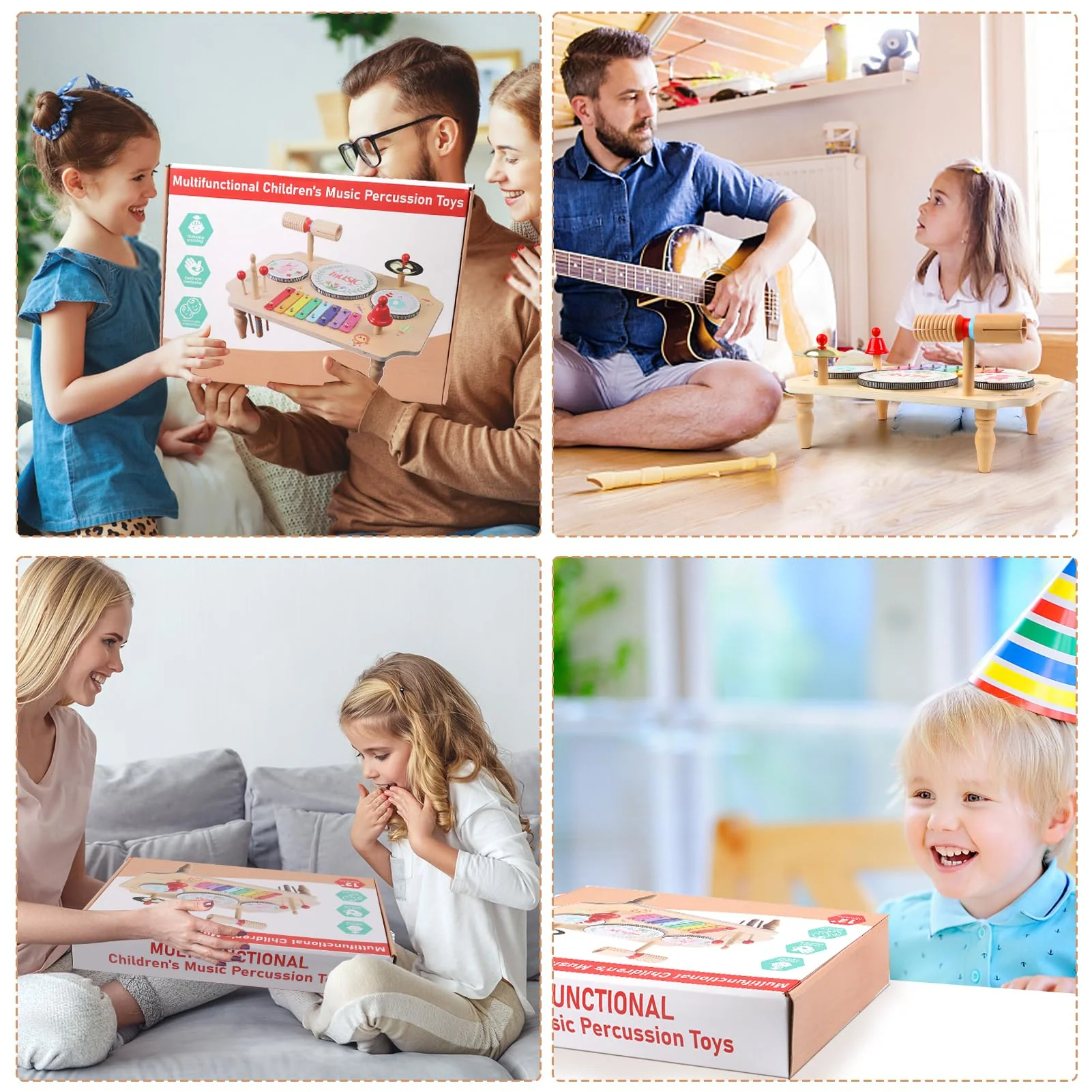 LZDMY Schlagzeug Kinder, 11-in-1 Trommel Musikinstrumente für Kinder ab 1 2 3 Jahr mit Xylophon, Kinderspielzeug Holzspielzeug für Ostern Weihnacht Geschenk Junge Mädchen - Image 5