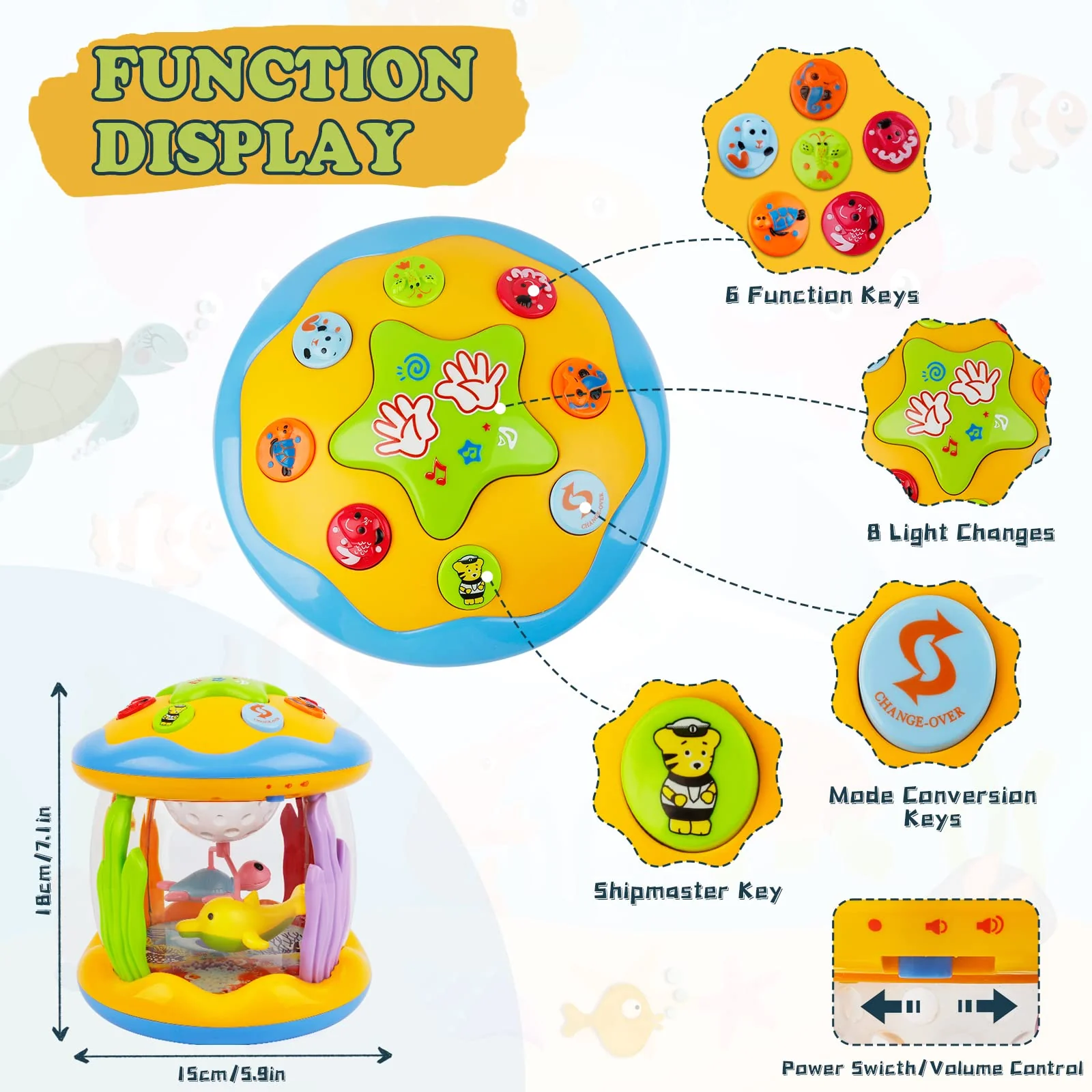 m zimoon Baby Spielzeug ab 6 Monate, Drehender Projektor Kinderspielzeug mit Licht & Musik, Kinder Geschenke für ab 6-18 Monate Lernspielzeug für Kleinkind, Musikspielzeug ab 1 2 Jahr mädchen Jungen - Image 3