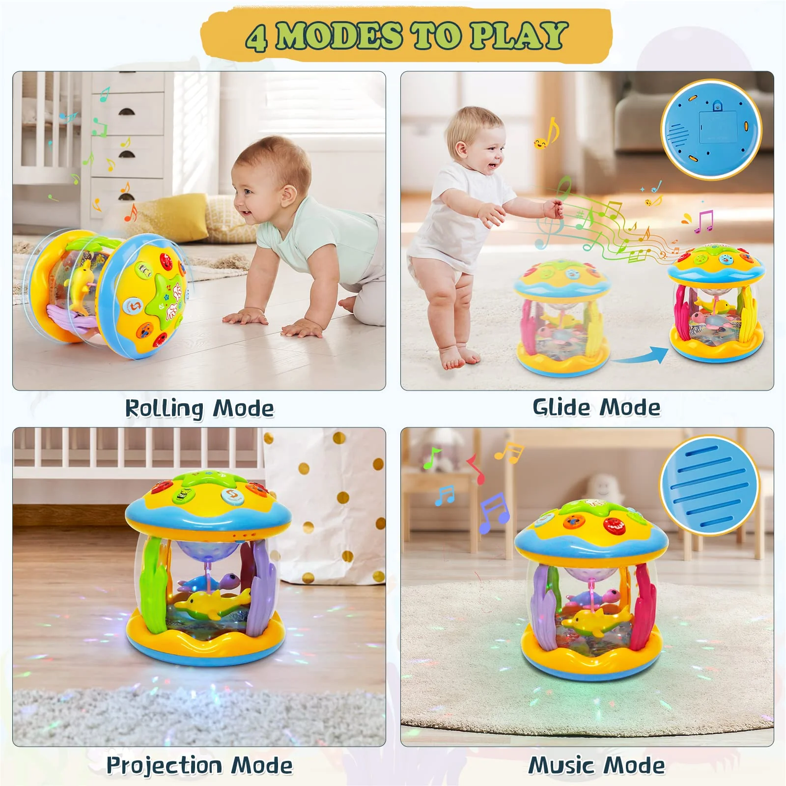 m zimoon Baby Spielzeug ab 6 Monate, Drehender Projektor Kinderspielzeug mit Licht & Musik, Kinder Geschenke für ab 6-18 Monate Lernspielzeug für Kleinkind, Musikspielzeug ab 1 2 Jahr mädchen Jungen - Image 4