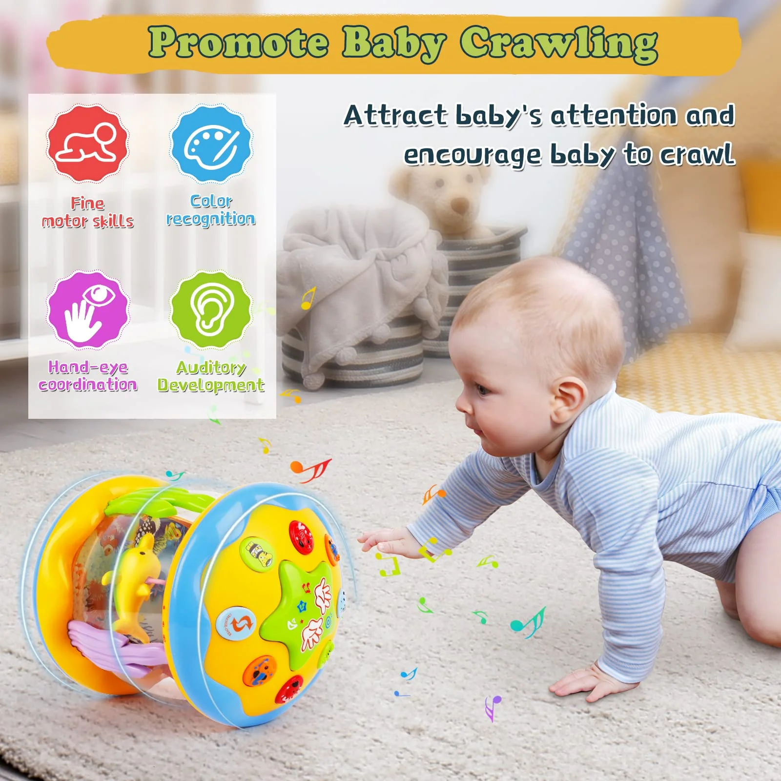 m zimoon Baby Spielzeug ab 6 Monate, Drehender Projektor Kinderspielzeug mit Licht & Musik, Kinder Geschenke für ab 6-18 Monate Lernspielzeug für Kleinkind, Musikspielzeug ab 1 2 Jahr mädchen Jungen - Image 5