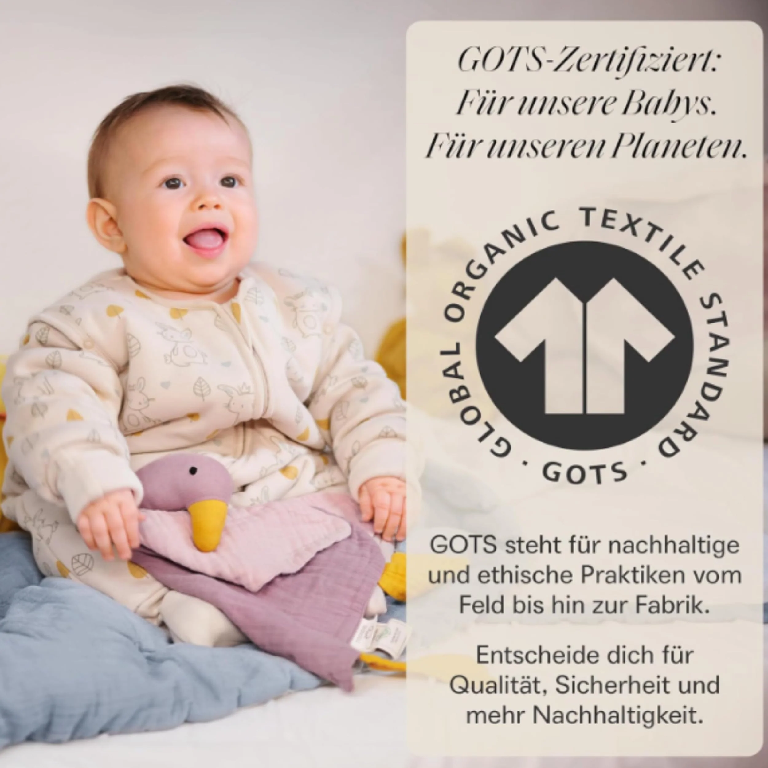 Mababu Schmusetuch Baby Musselin – Bio-Baumwolle & Oeko-TEX® – Kuscheltier Ente – Geschenk zur Geburt, 4-lagig, extra weich, für Neugeborene, Jungen & Mädchen, waschbar, als Schnuffeltuch - Image 2