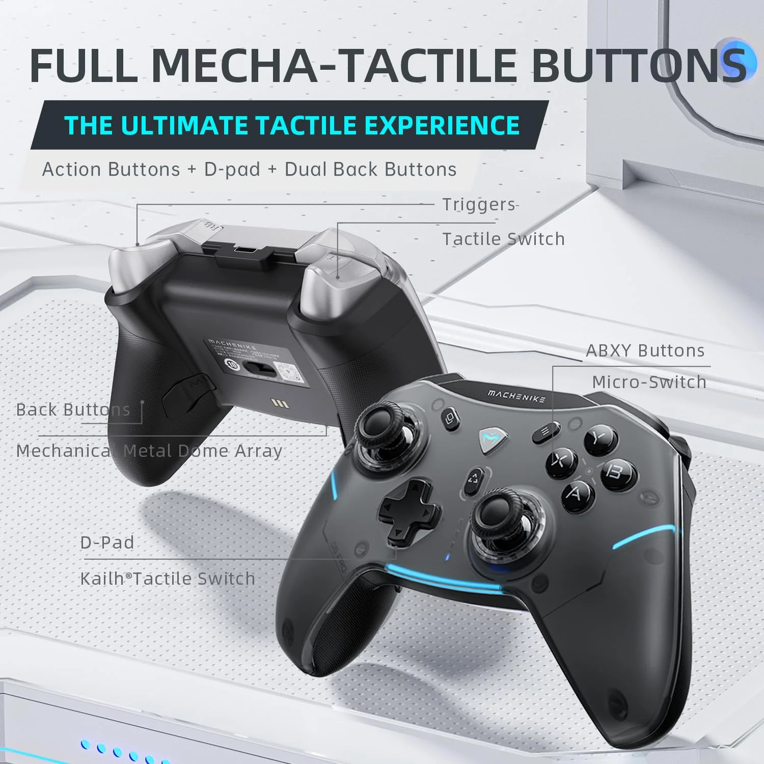 Machenike G5 Pro Wireless Controller für Windows PC,Switch,IOS&Android,RGB Lichter,PC Controller Hall Effekt Joystick&Trigger/Gyroskop (Schwarz) - Image 6