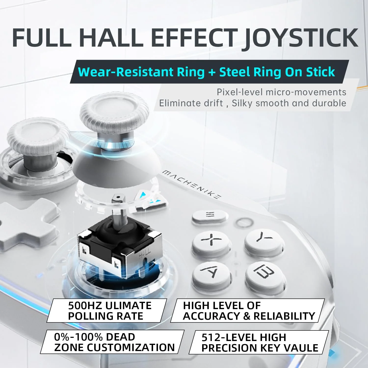 Machenike G5 Pro Wireless Controller für Windows PC,Switch,IOS&Android,RGB Lichter,PC Controller Hall Effekt Joystick&Trigger/Gyroskop (Schwarz) - Image 7