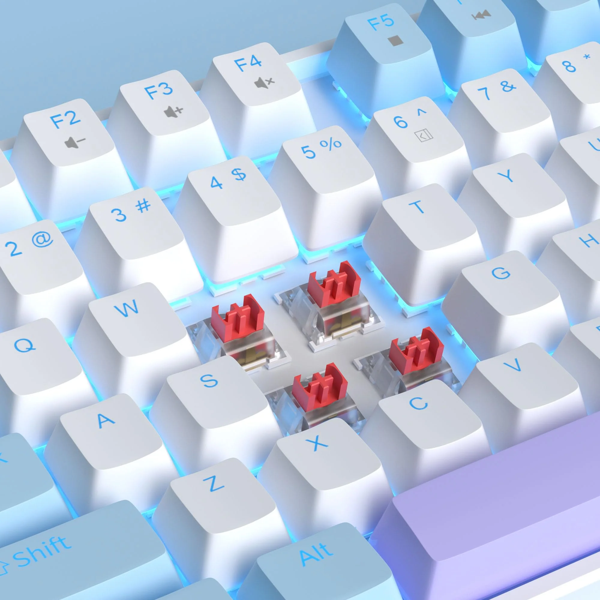 MageGee 75% Mechanische Gaming-Tastatur mit rotem Schalter, LED-Tastatur mit blauer Hintergrundbeleuchtung, kompakte TKL kabelgebundene Computertastatur für Windows Laptop PC Gamer,Weiß/Blau - Image 5