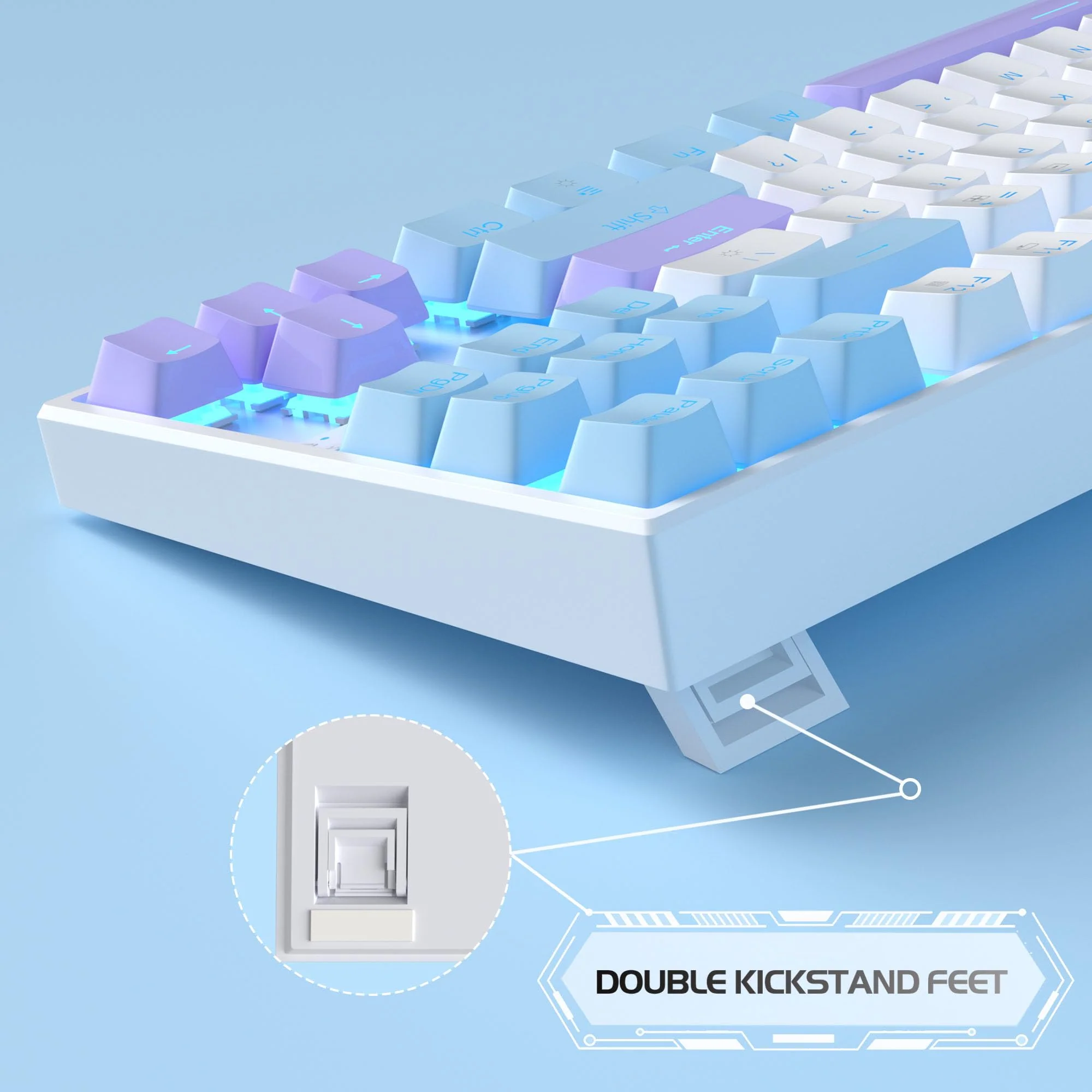 MageGee 75% Mechanische Gaming-Tastatur mit rotem Schalter, LED-Tastatur mit blauer Hintergrundbeleuchtung, kompakte TKL kabelgebundene Computertastatur für Windows Laptop PC Gamer,Weiß/Blau - Image 8