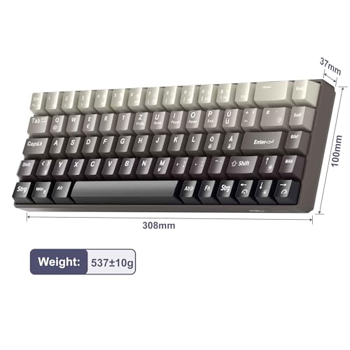 MageGee MK-Box 60% Gaming Tastatur Deutsch QWERTZ Layout, Hot-Swap-fähige kompakte kabelgebundene mechanische RGB-Tastatur mit Eva-Dämpfungsschaum, Blue Whale-Schalter für Win/Mac, grau - Image 6
