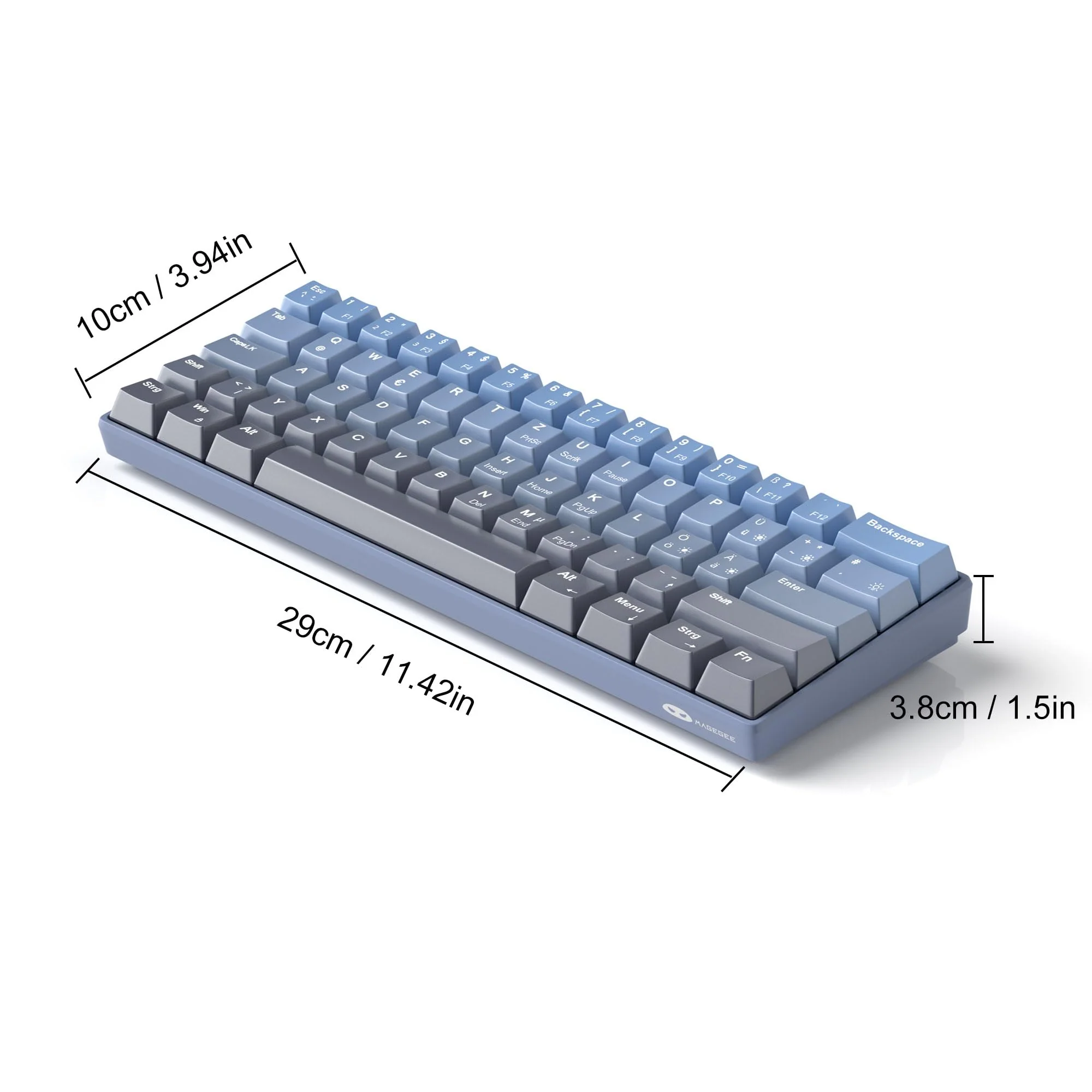 MageGee MK-STAR61 60% Mechanische Tastatur DE Layout, Hot-Swap-fähige kabelgebundene RGB-Gaming-Tastatur mit Farbstoff-Sublimationstastenkappen, vorgeölten Schaltern, Eva-Schaum für Mac/Win (blau) - Image 3