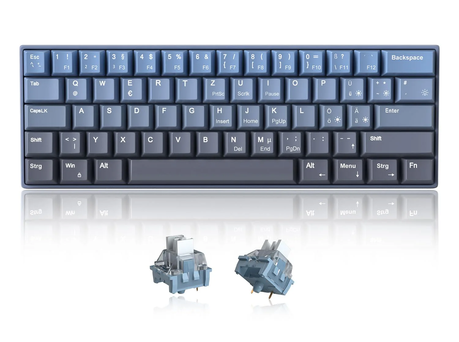 MageGee MK-STAR61 60% Mechanische Tastatur DE Layout, Hot-Swap-fähige kabelgebundene RGB-Gaming-Tastatur mit Farbstoff-Sublimationstastenkappen, vorgeölten Schaltern, Eva-Schaum für Mac/Win (blau) - Image 7