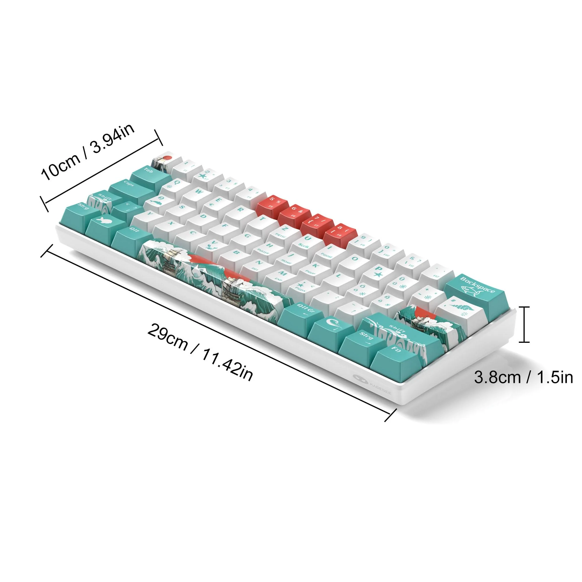 MageGee MK-STAR61 60% Mechanische Tastatur DE Layout, Hot-Swap-fähige kabelgebundene RGB-Gaming-Tastatur mit Farbstoff-Sublimationstastenkappen, vorgeölten Schaltern, Eva-Schaum für Mac/Win (Wellen) - Image 2
