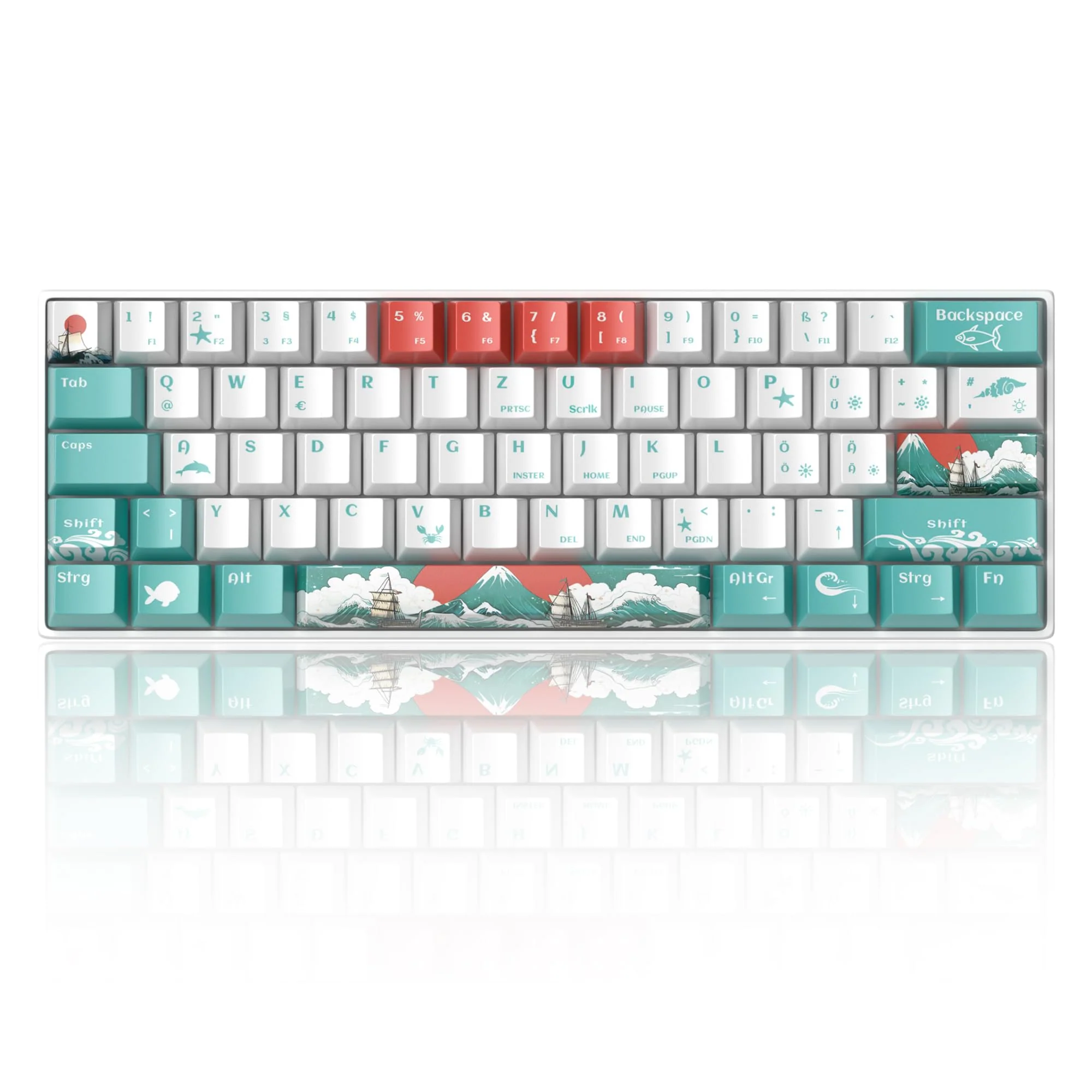 MageGee MK-STAR61 60% Mechanische Tastatur DE Layout, Hot-Swap-fähige kabelgebundene RGB-Gaming-Tastatur mit Farbstoff-Sublimationstastenkappen, vorgeölten Schaltern, Eva-Schaum für Mac/Win (Wellen) - Image 3