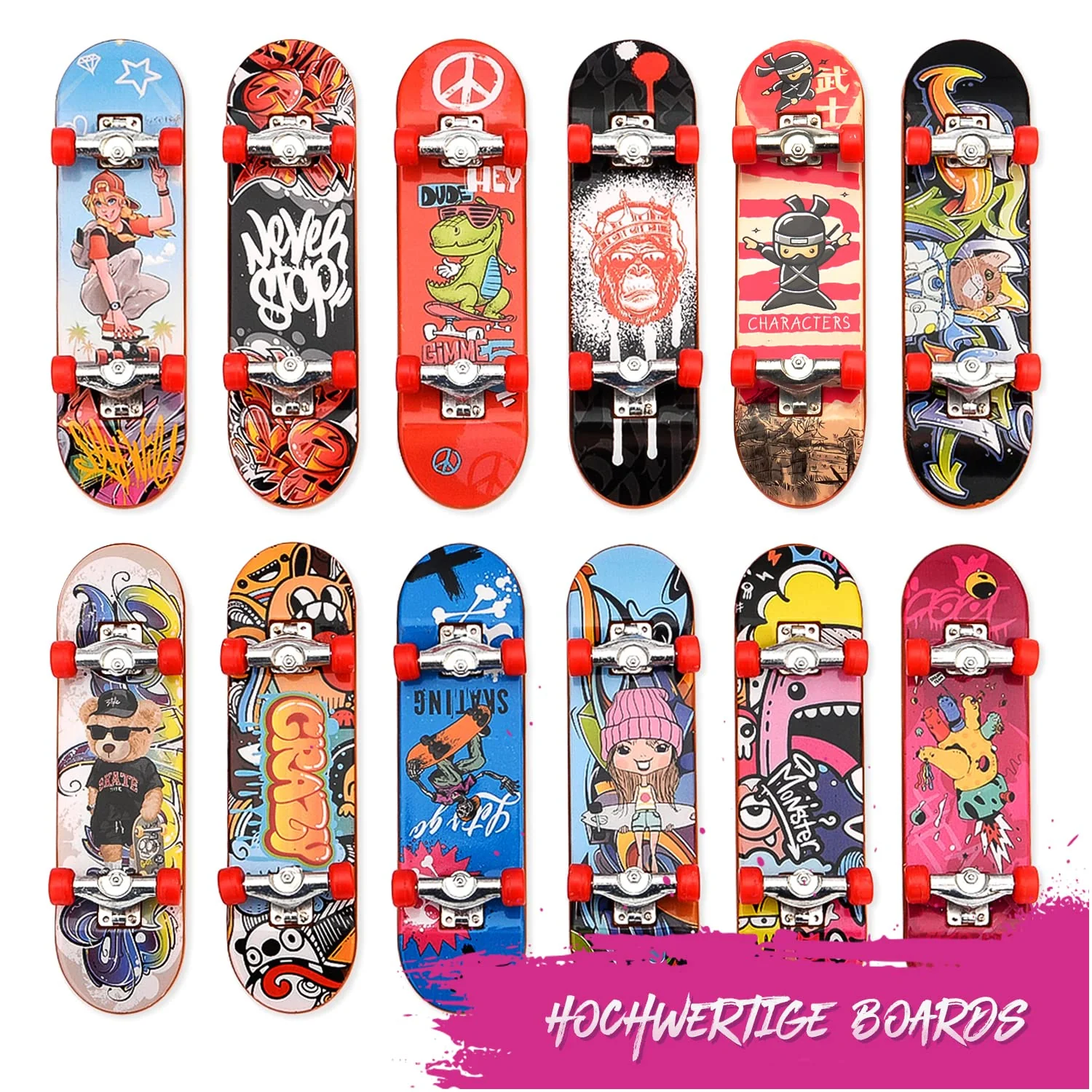 Magicat Finger Skateboard Set 12 Fingerboards, Mitgebsel Kindergeburtstag 9 10 Jahre, für Adventskalender Füllung Kinder 2025, Nikolaus Geschenk, Fingerskateboard Set - Image 4