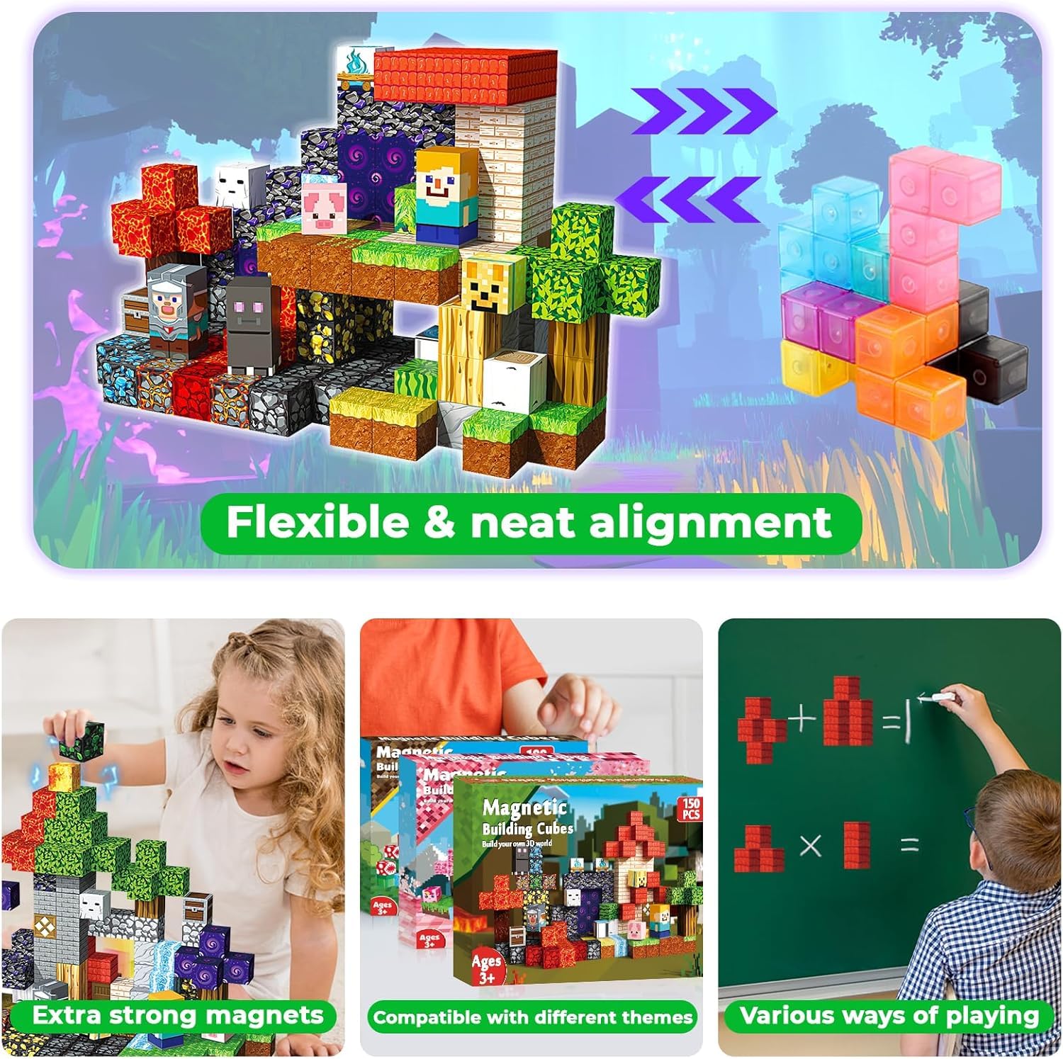 Magnetische Bausteine 150 Stück Abenteuer im Wald mit einem Zeitreise-Portal Edition Magnetbausteine Magnetic Building Blocks Montessori Spielzeug ab 4 5 6 7 8 9 Jahren Geschenke für Kinder ab 4 5 6 7 - Image 3