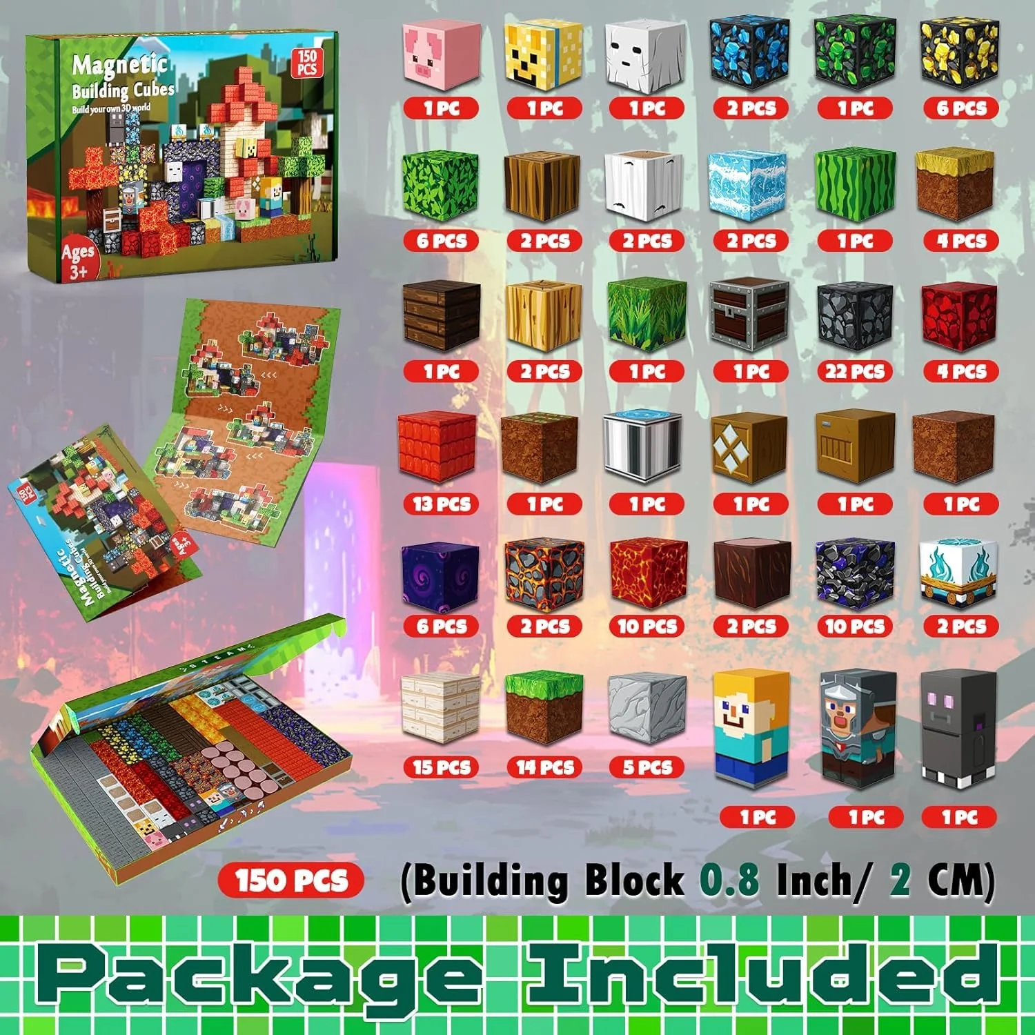 Magnetische Bausteine 150 Stück Abenteuer im Wald mit einem Zeitreise-Portal Edition Magnetbausteine Magnetic Building Blocks Montessori Spielzeug ab 4 5 6 7 8 9 Jahren Geschenke für Kinder ab 4 5 6 7 - Image 6