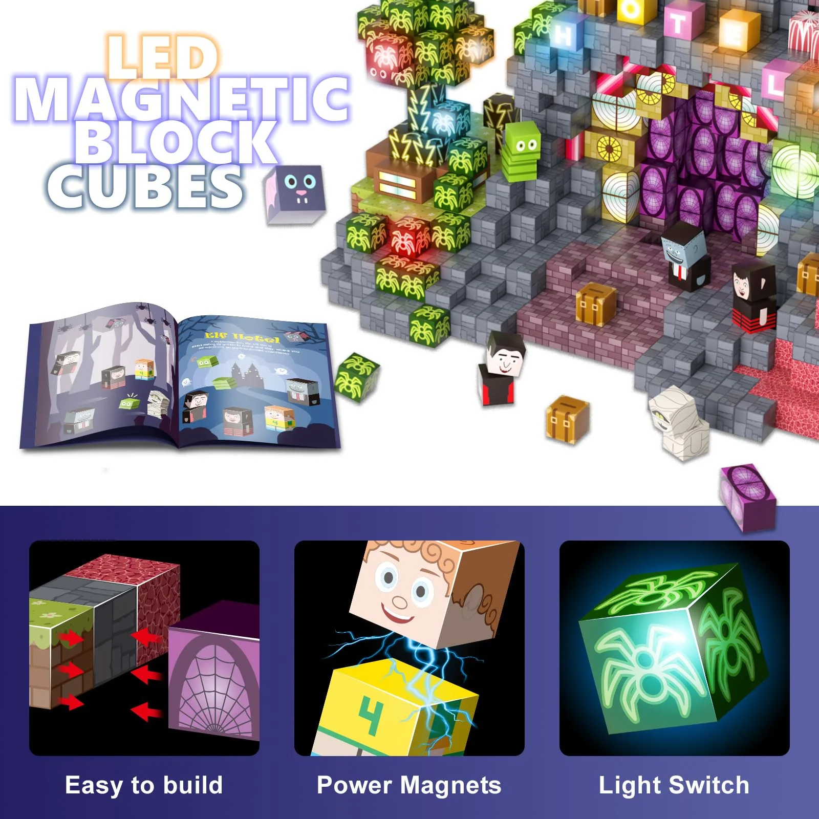 Magnetische Bausteine 198 Stück - Leuchtende Magnetblöcke mit Farbwechsel, Kreatives STEM Montessori Spielzeug & Sensorik-Set,Lernspielzeug ab 5 Jahre für Kinder,Geschenk für Jungen und Mädchen - Image 6
