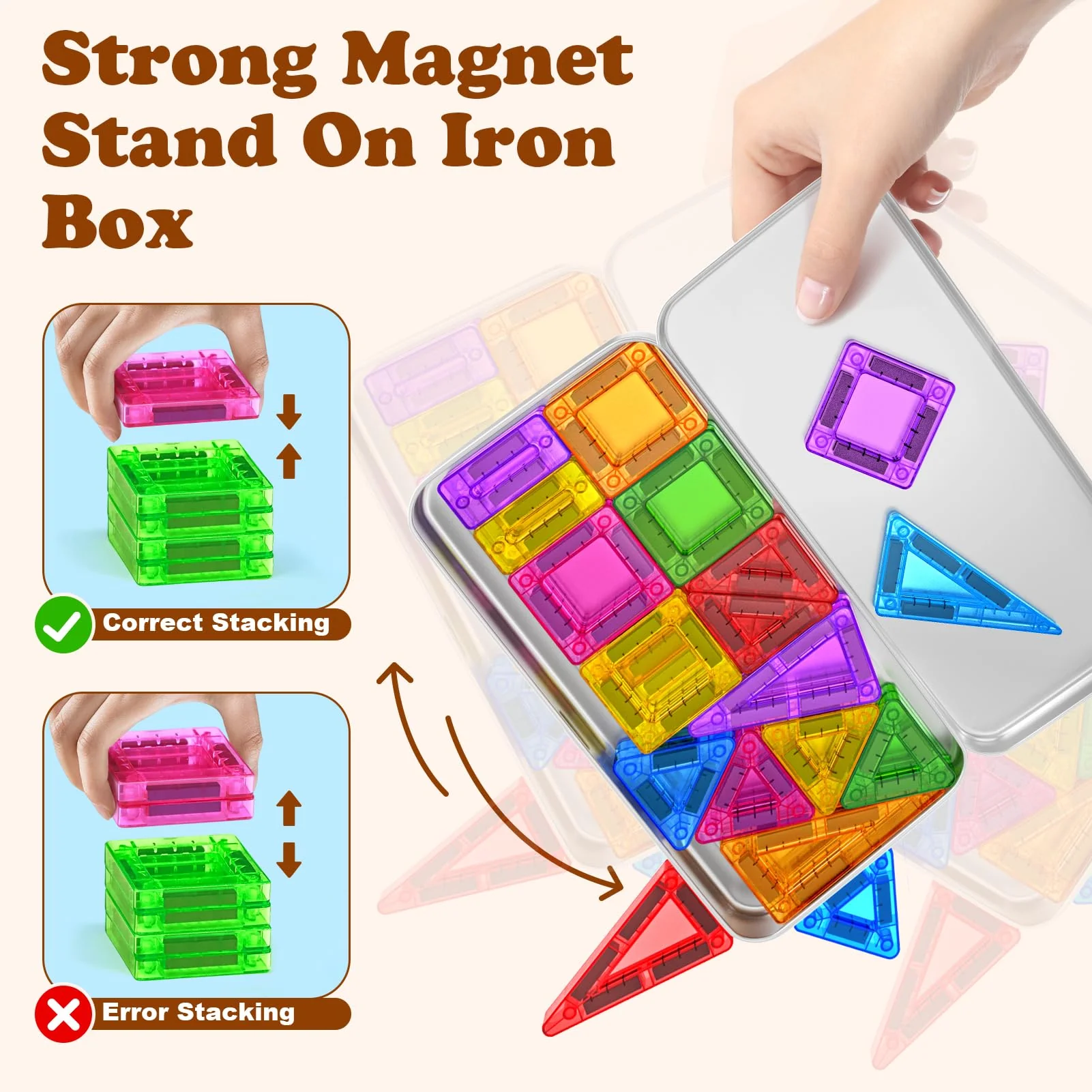 Magnetische Bausteine 42PCS Mini Magnetbausteine Reiseset Magnetspielzeug Montessori Reisespielzeug Magnet Kinder Spiel Bausteine Magnetic Tiles Geschenk Spielzeug ab 3 4 5 6 7+ Jahre Junge Mädchen - Image 3
