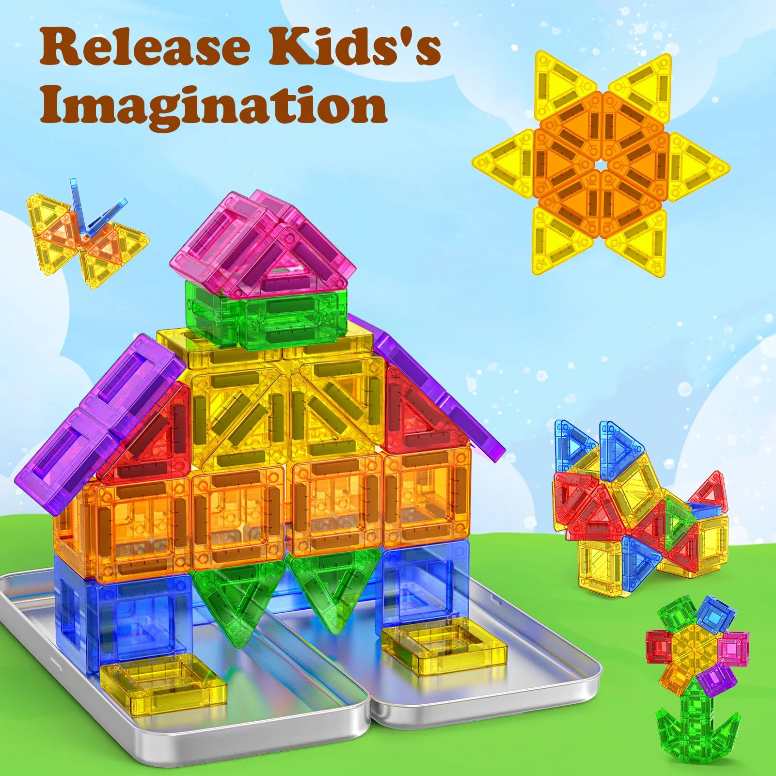 Magnetische Bausteine 42PCS Mini Magnetbausteine Reiseset Magnetspielzeug Montessori Reisespielzeug Magnet Kinder Spiel Bausteine Magnetic Tiles Geschenk Spielzeug ab 3 4 5 6 7+ Jahre Junge Mädchen - Image 4