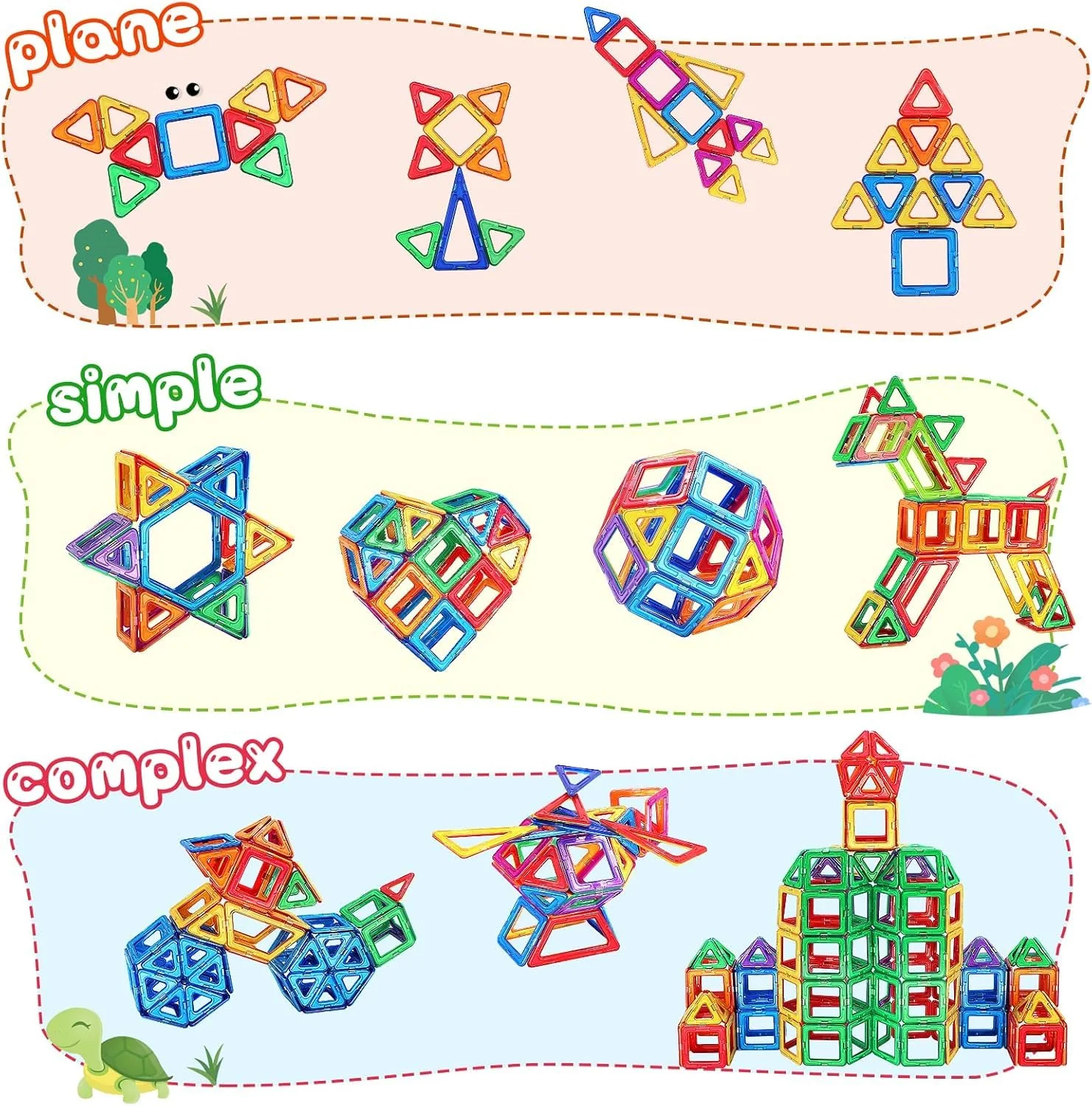 Magnetische Bausteine 48PCS Kinder Magnetbausteine Spielzeug ab 3 4 5 6 Jahre alte Mädchen Junge, Magnetspiel Lernspiele Kinderspielzeug für Kinder im Alter von 3-6, Weihnachten Geburtstagsgeschenke - Image 6